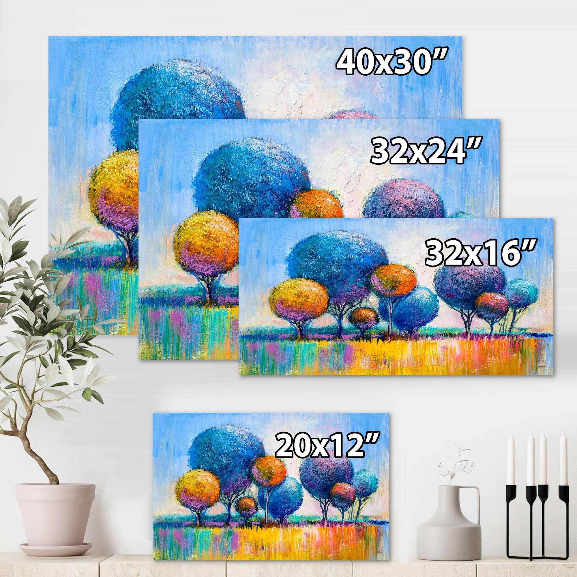Designart - Autumn Fantasy Trees IV - Modern Canvas Wall Art Print