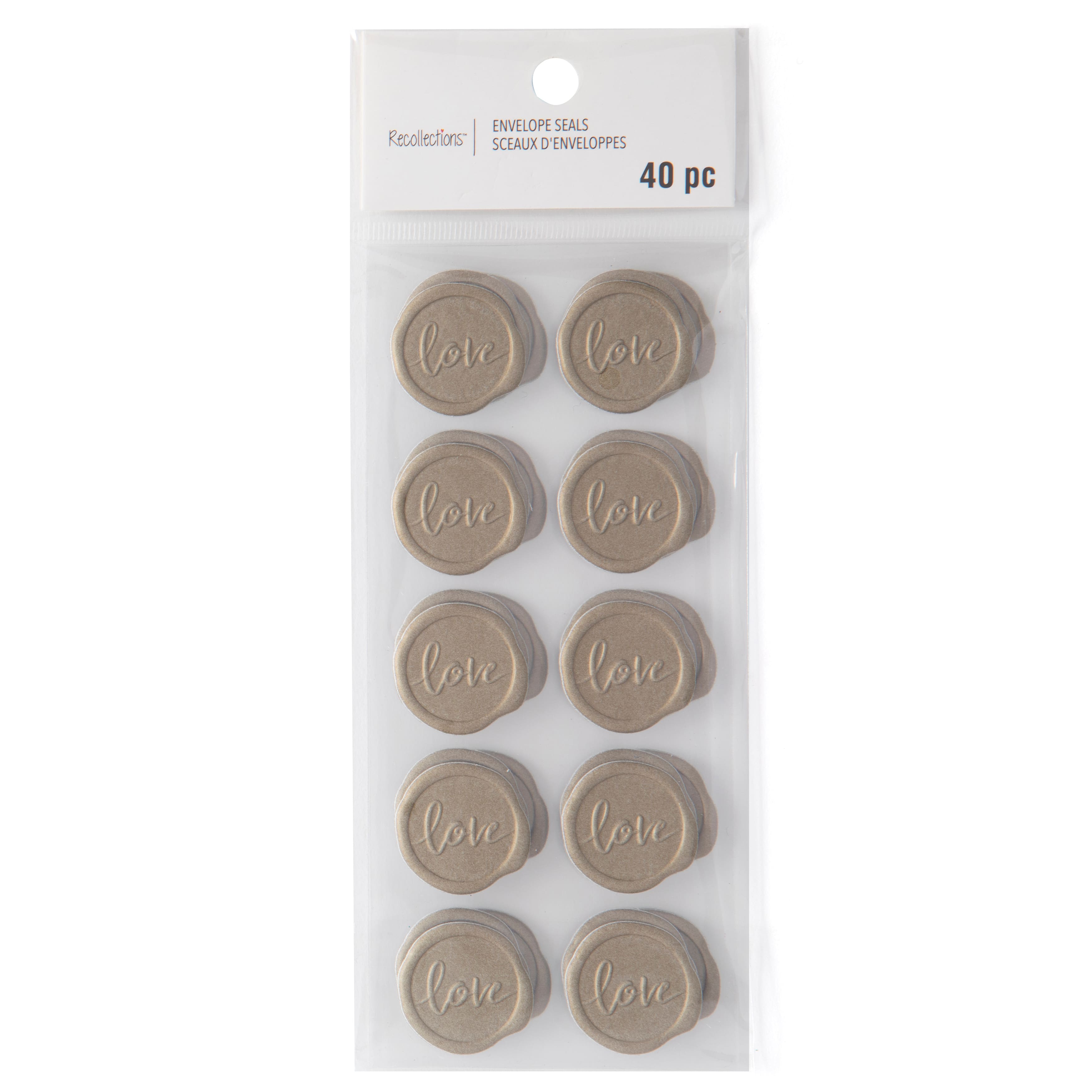 12 Packs: 40 ct. (480 total) Gold Love Faux Wax Envelope Seals by Recollections™