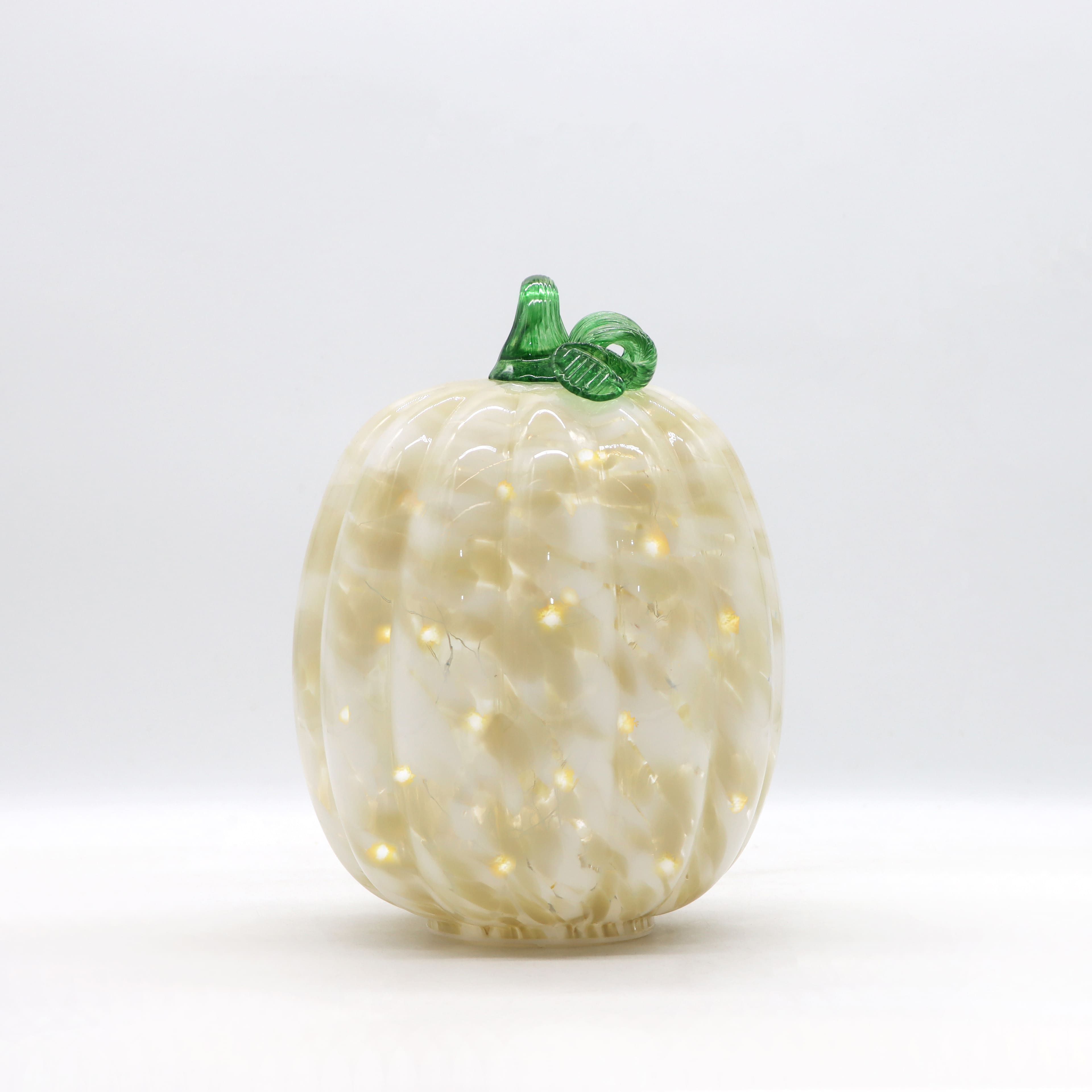 Medium Warm White LED Cream Glass Pumpkin by Ashland&#xAE;