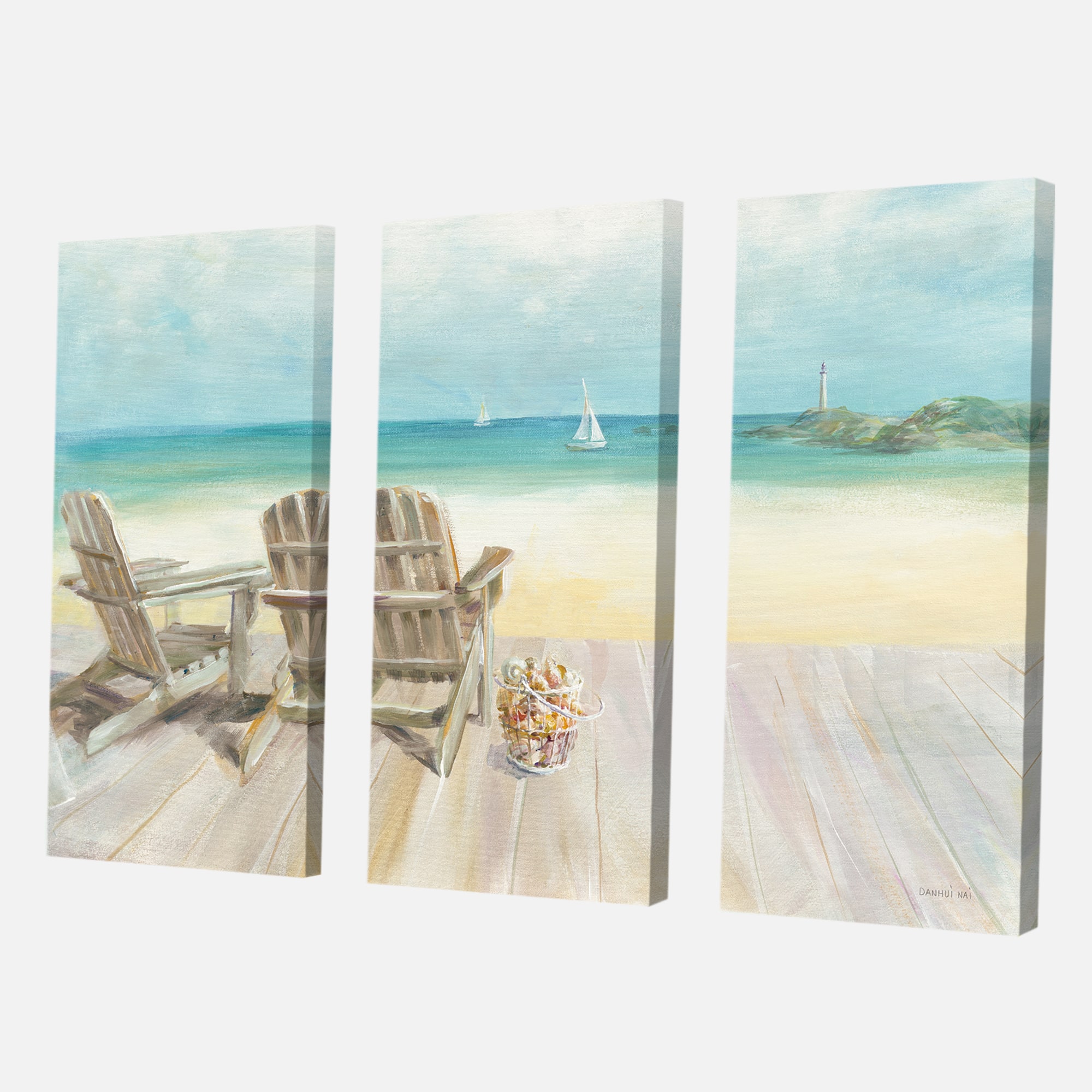 Designart - Seaside Morning no Window - Coastal Gallery-wrapped Canvas
