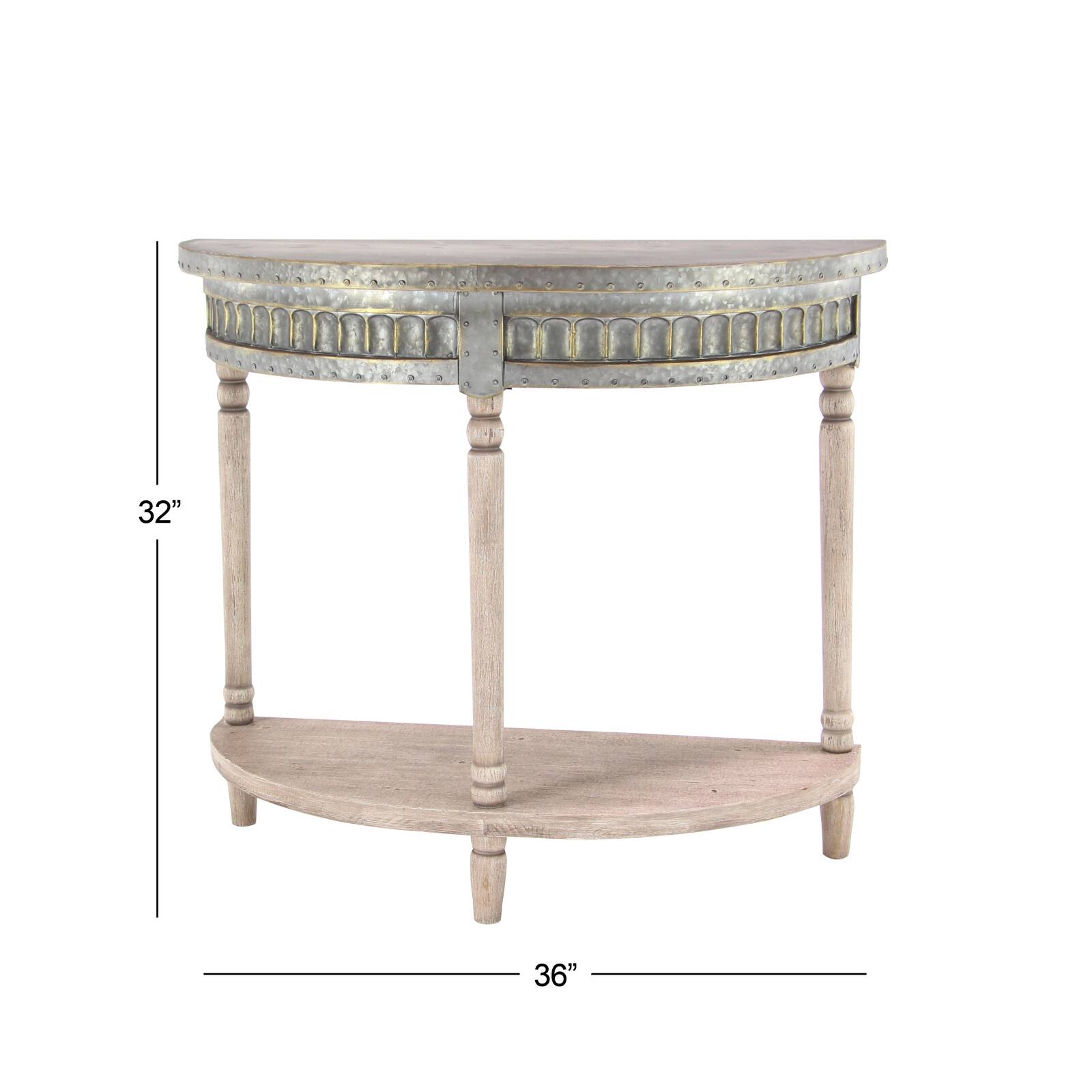 36" Beige Farmhouse Metal Console Table