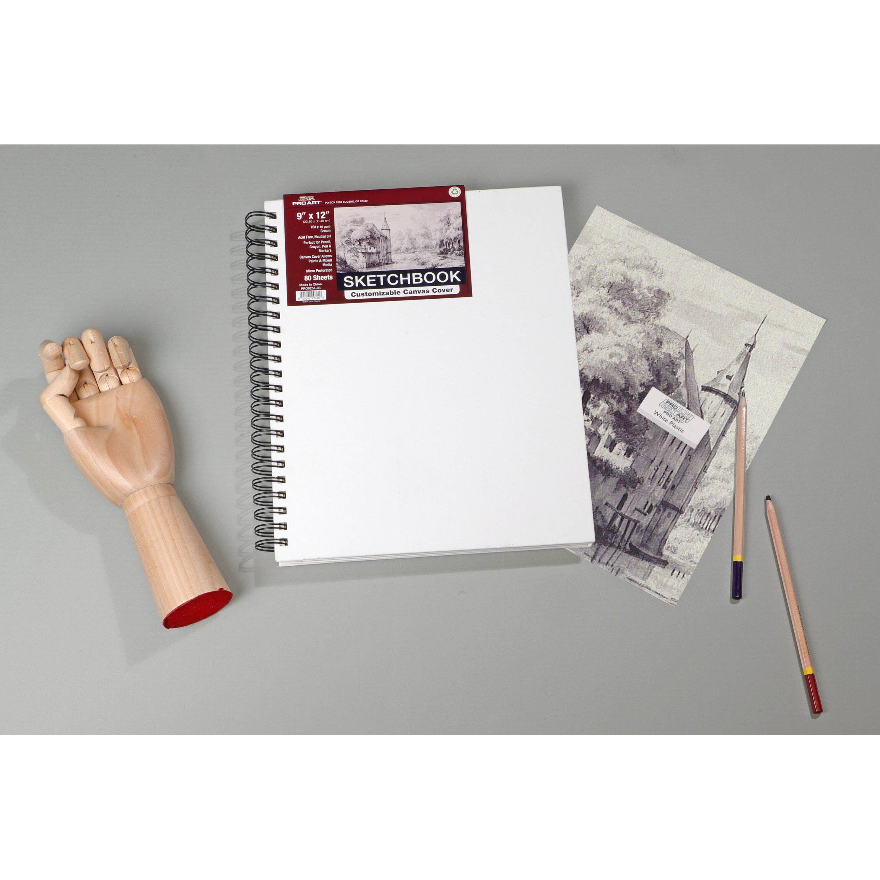 Pro Art&#xAE; Wire-Bound Sketchbook with Canvas Cover, 9&#x22; x 12&#x22;