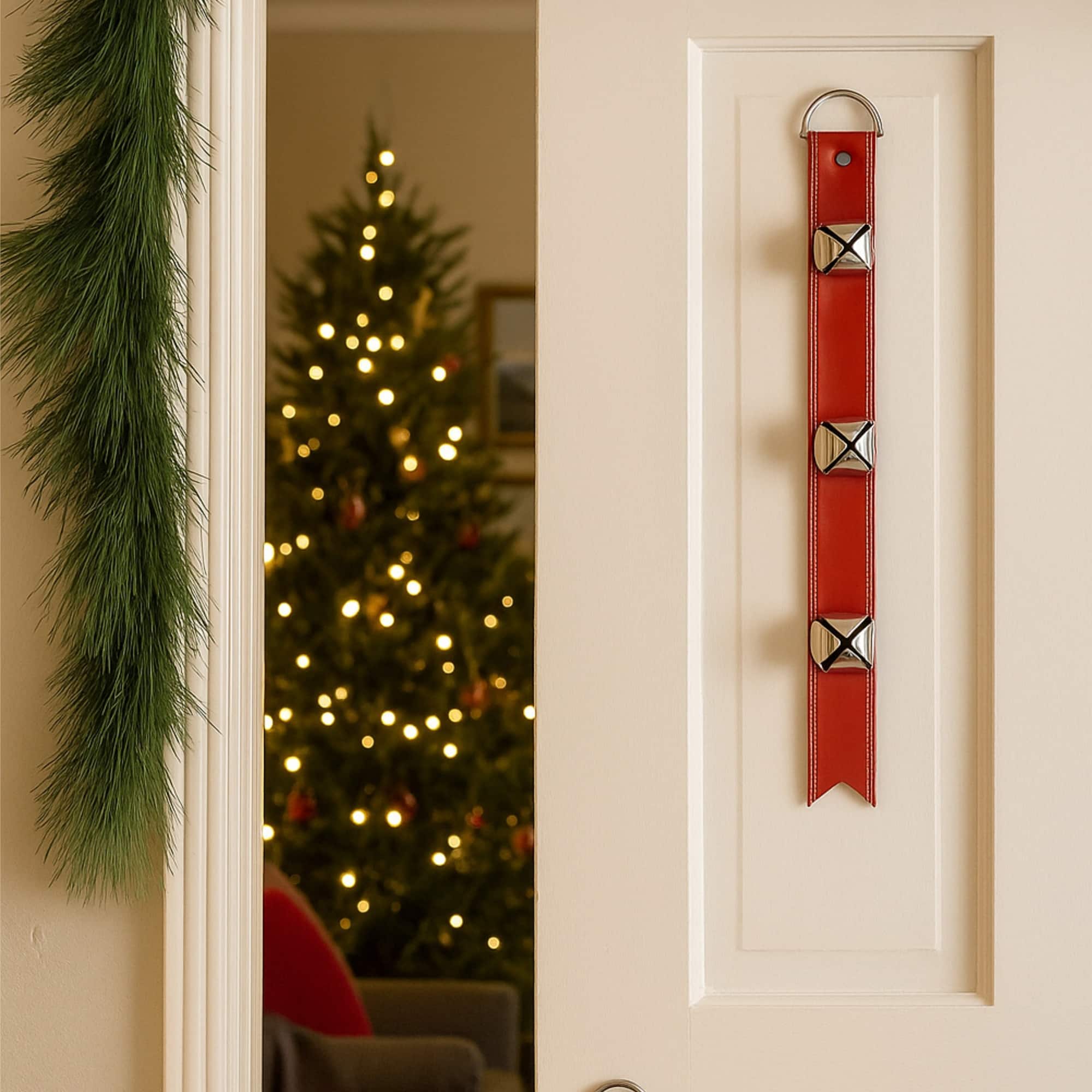 23&#x22; Red Leather Belt with Silver Bells Wall D&#xE9;cor by Ashland&#xAE;