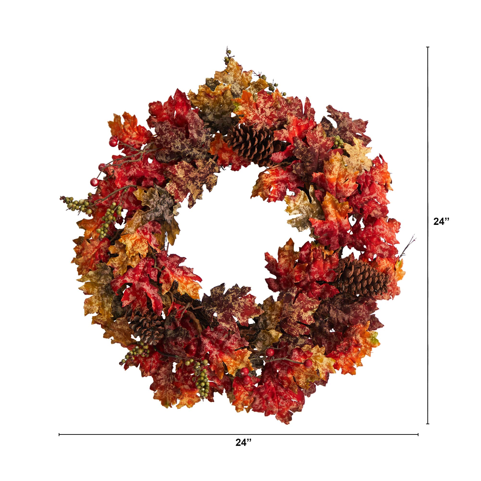 24&#x22; Maple, Berries &#x26; Pinecone Fall Wreath