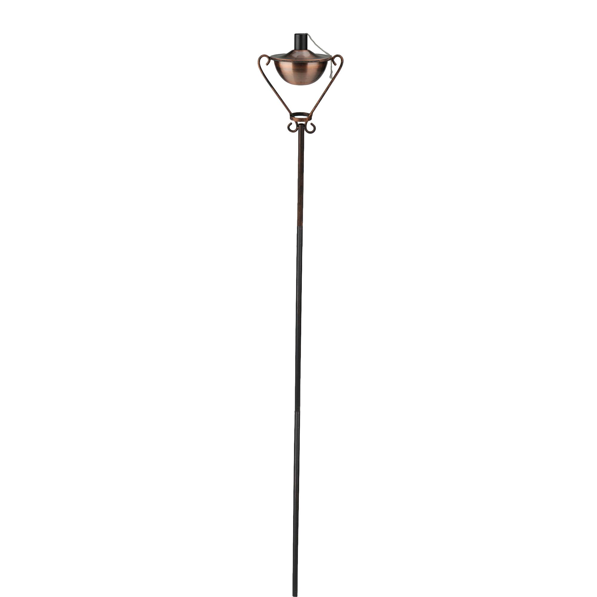 61&#x22; Brushed Copper Half Moon Garden Oil Lamp Patio Torch