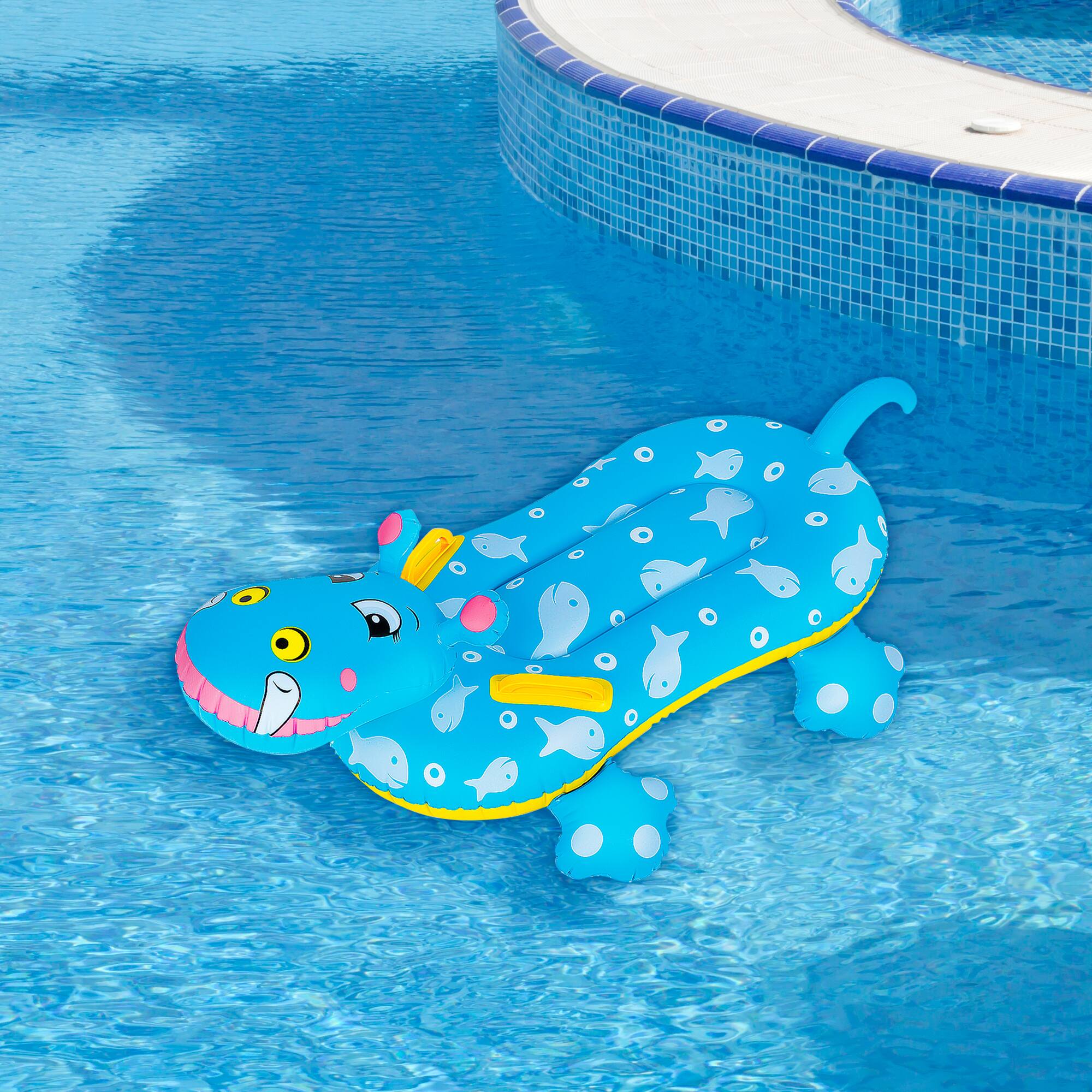 Pool Central 3ft. Blue Children's Inflatable Hippo Swimming Pool Rider