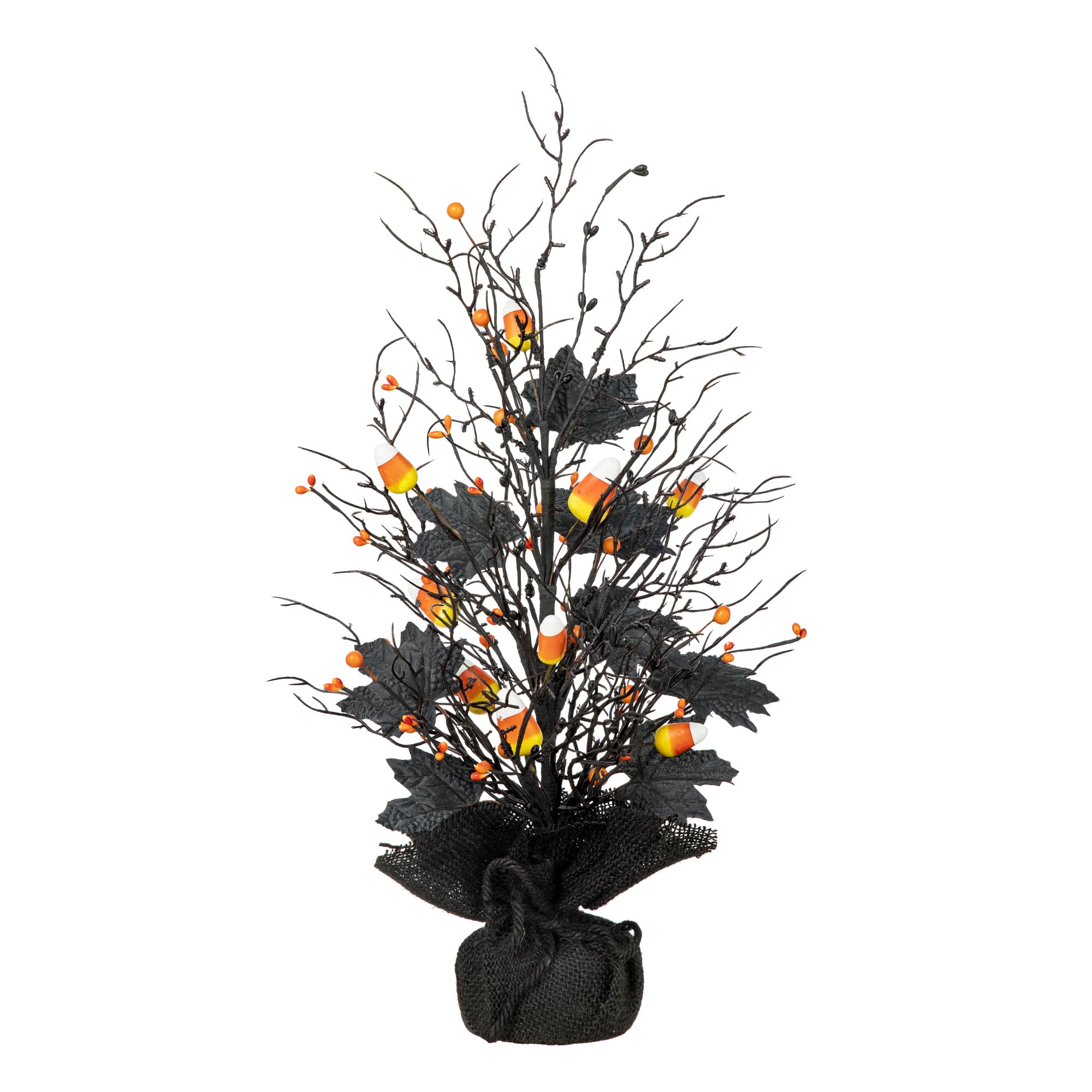 Glitzhome&#xAE; 21&#x22; Lighted Halloween Candy Corn Berries Table Tree