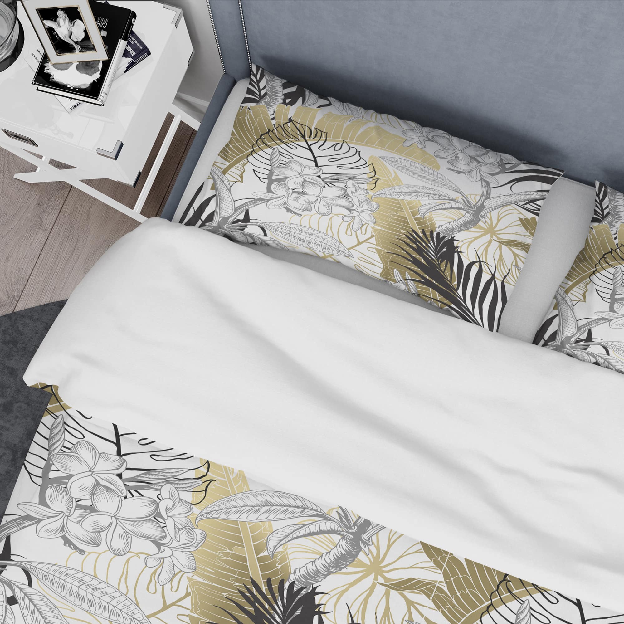 Designart 'Golden Tropical Pattern I' Mid-Century Duvet Cover Set