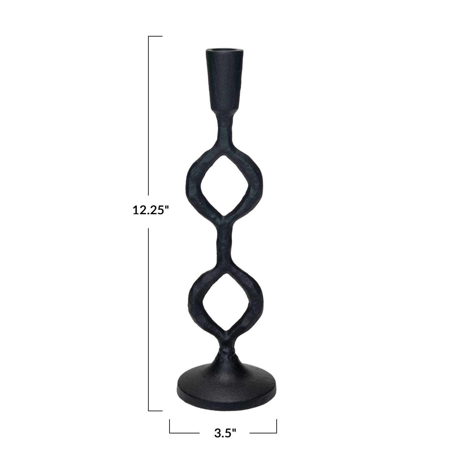 Hello Honey&#xAE; Black Decorative Cast Metal Taper Candle Holder