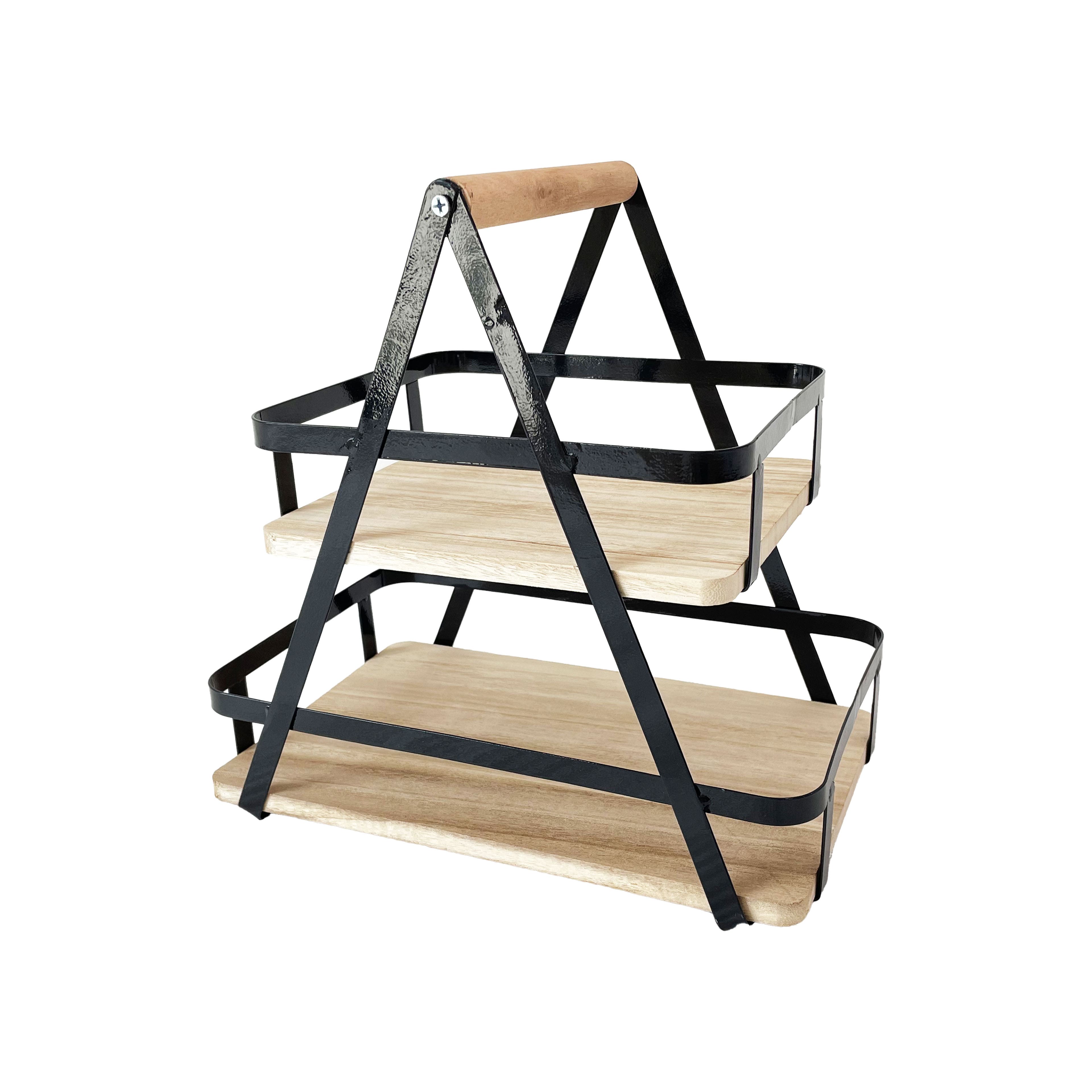 12&#x22; Wood &#x26; Metal 2-Tier Tray by Ashland&#xAE;