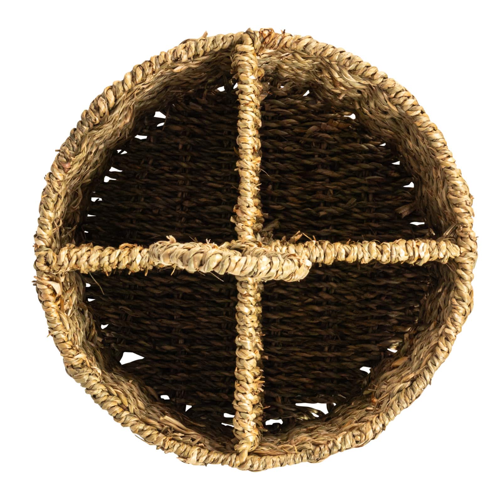 Hello Honey® 11.5" Natural Round Seagrass 4-Section Caddy