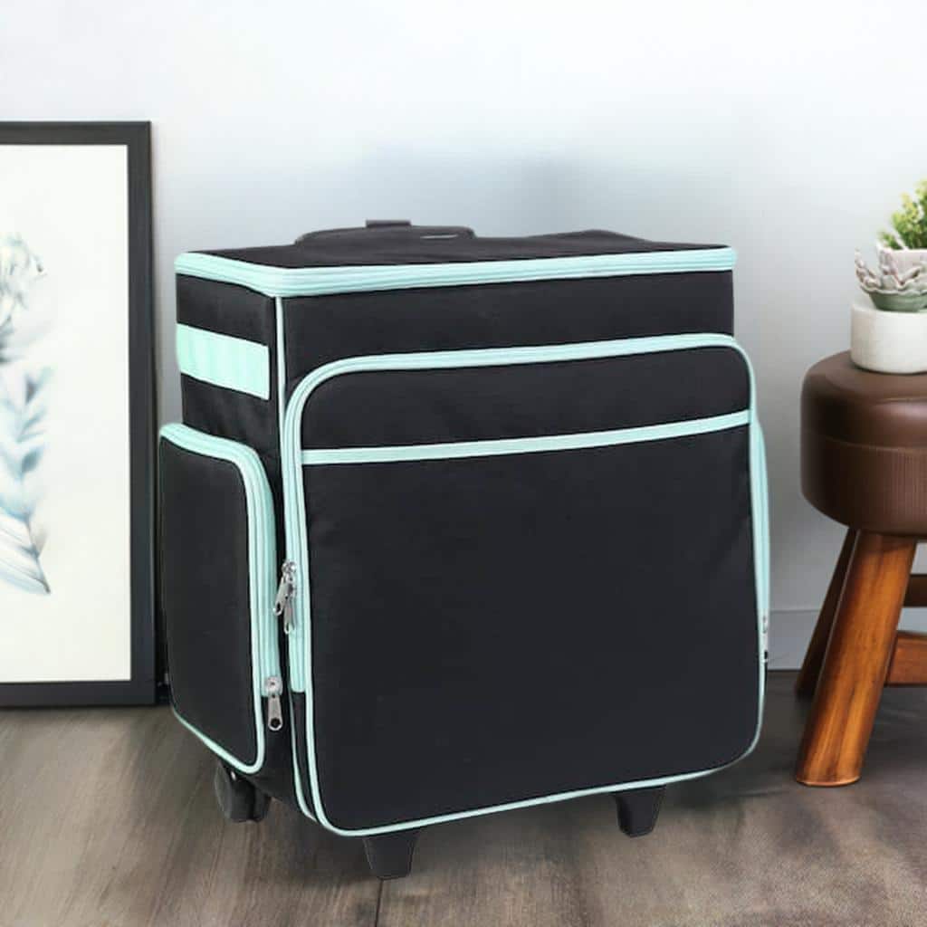 Everything Mary Black & Teal Rolling Craft Bag