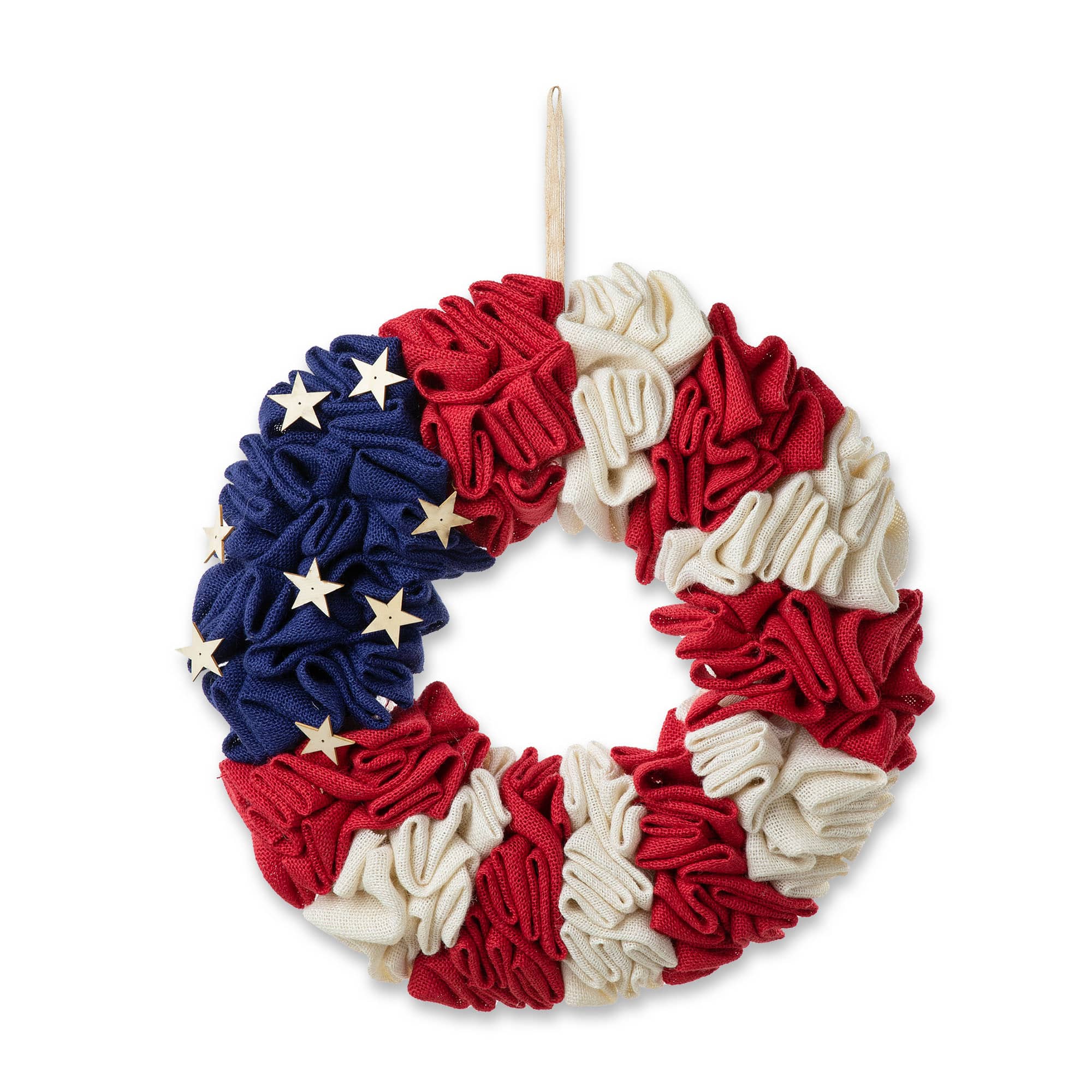 Glitzhome&#xAE; 18&#x22; Americana Round Fabric Wreath