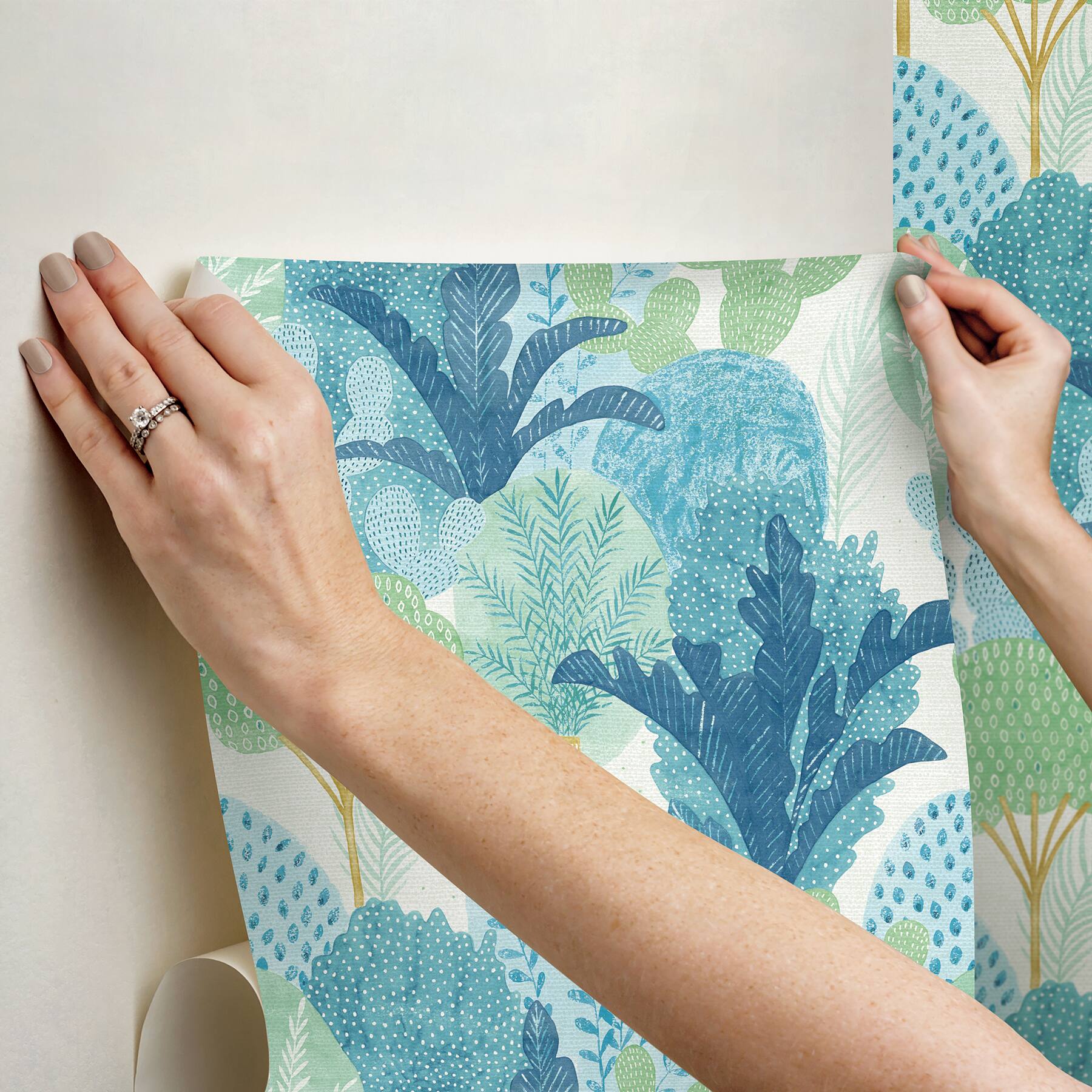 NuWallpaper Keilani Teal Peel &#x26; Stick Wallpaper