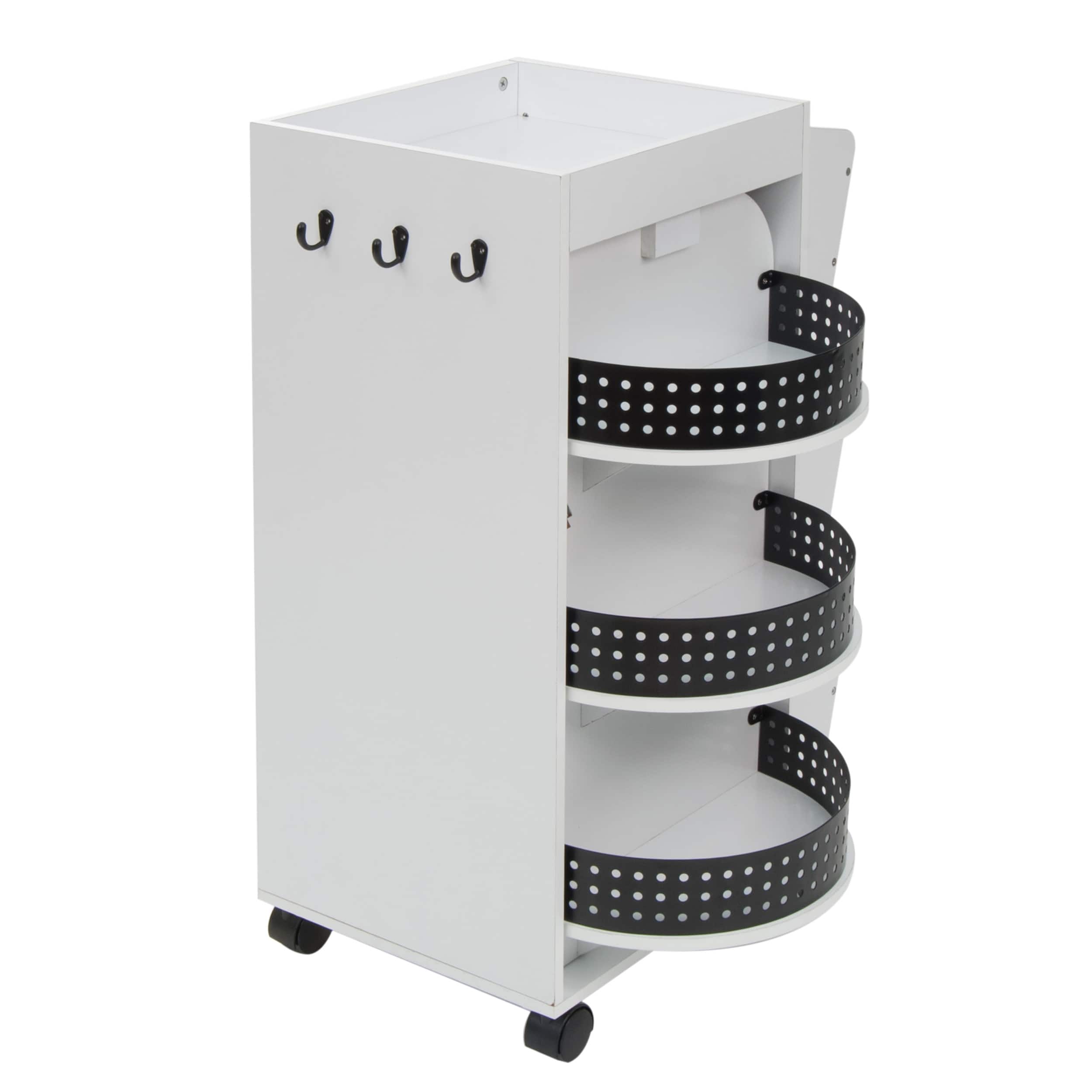Studio Designs White &#x26; Black Swivel Mobile Organizer Cart