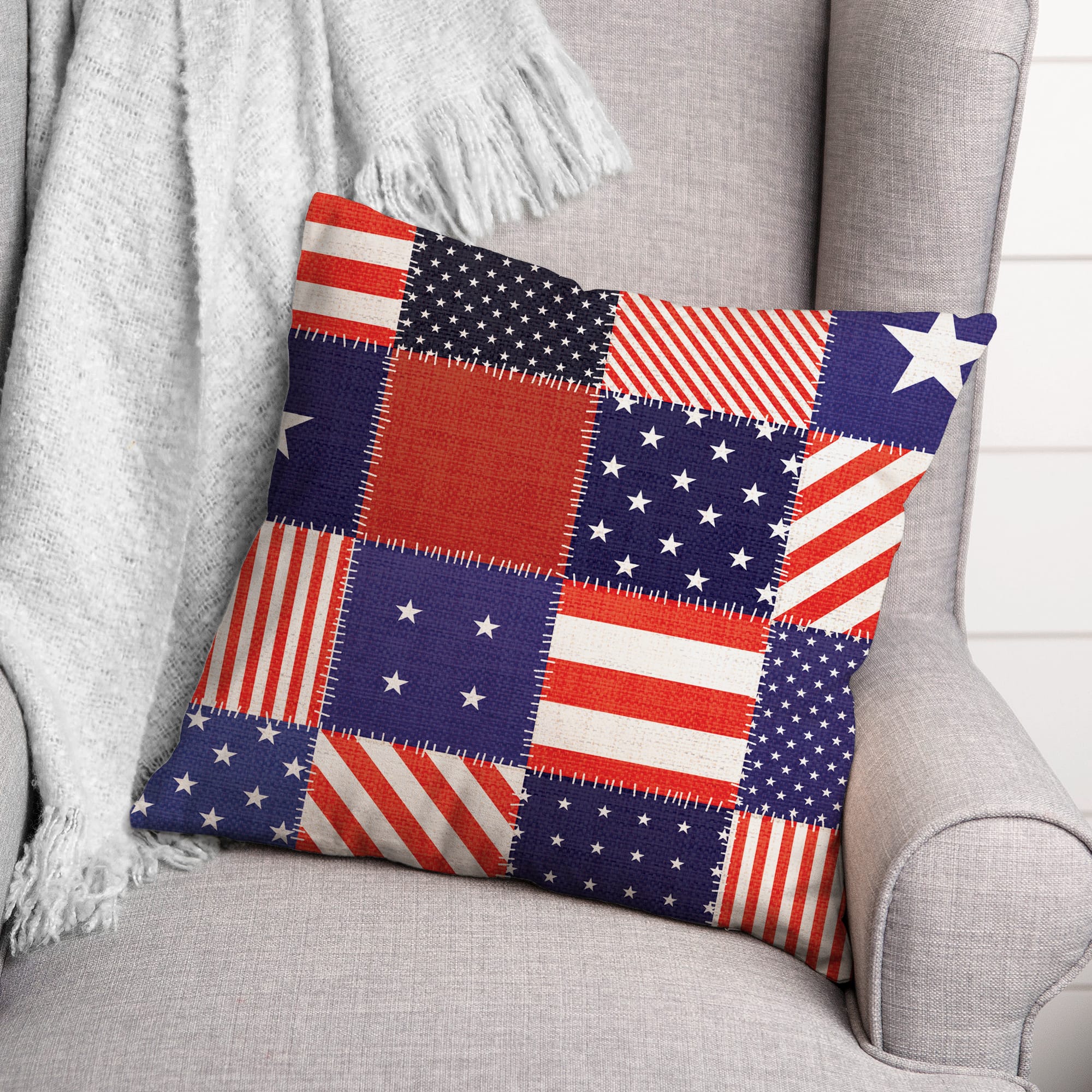USA Quilt Throw Pillow