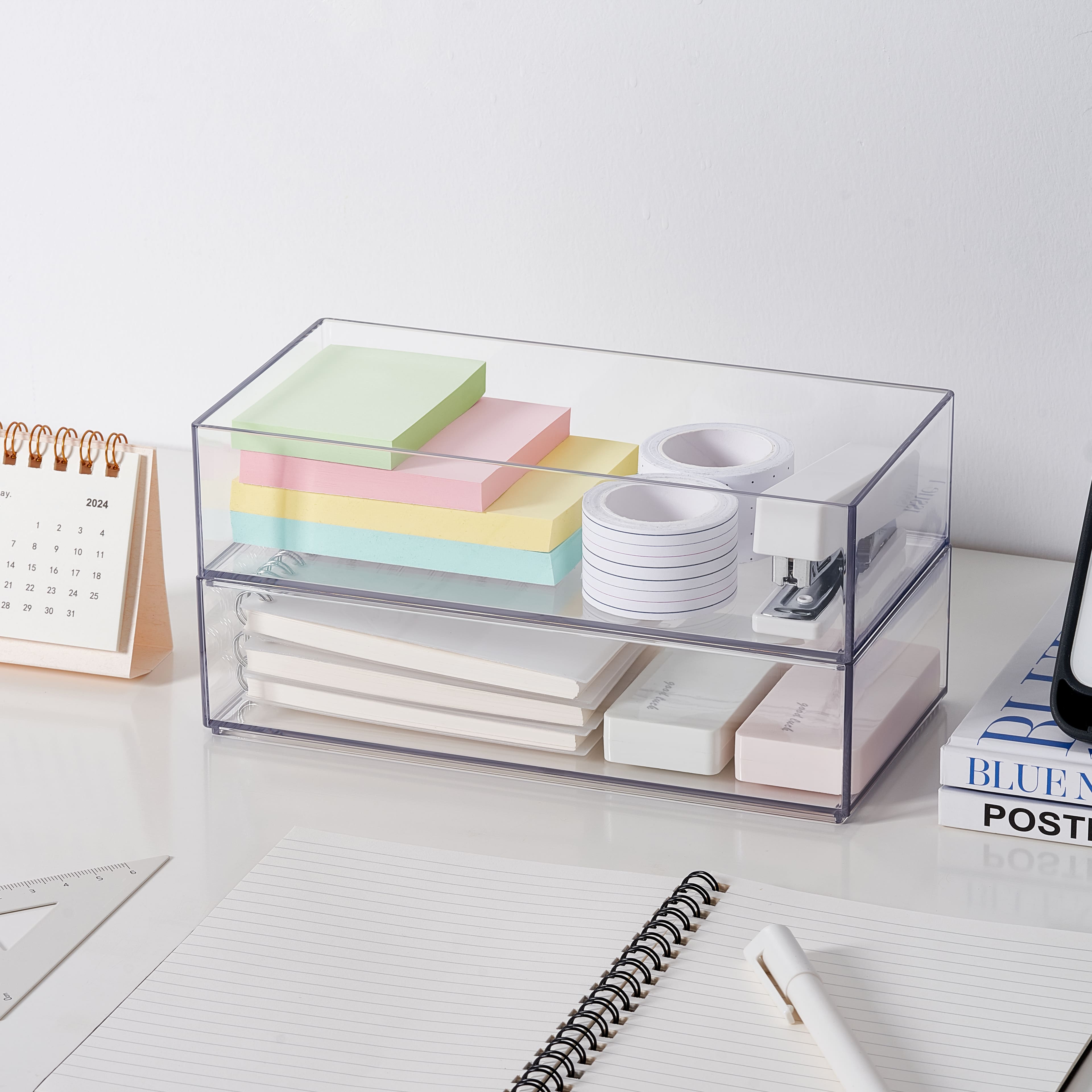 24 Pack: 8&#x22; x 4&#x22; Clear Stacking Storage Tray by Simply Tidy&#x2122;