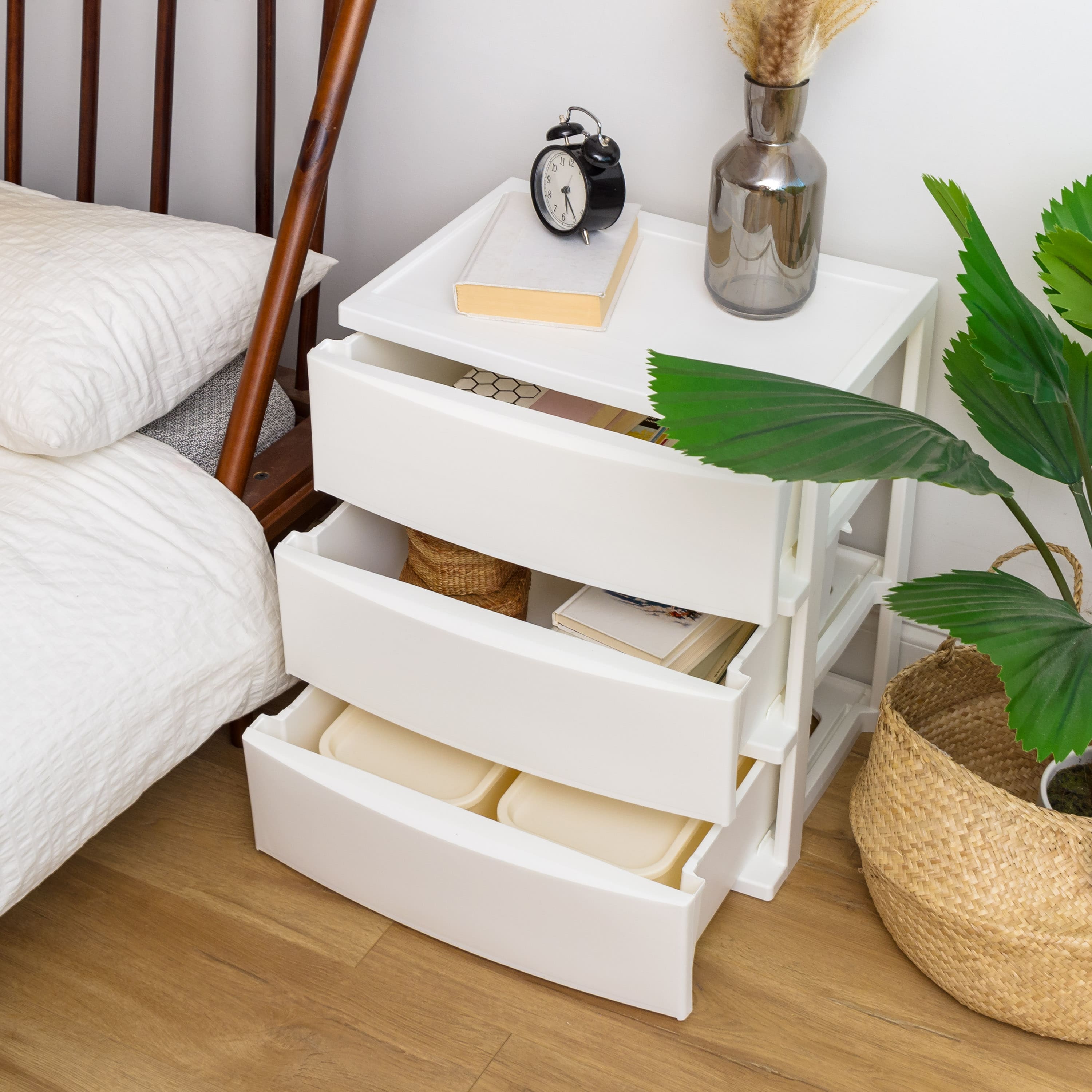 IRIS&#xAE; 29.5qt. White Wide 3-Drawer Stacking Chests, 2ct.