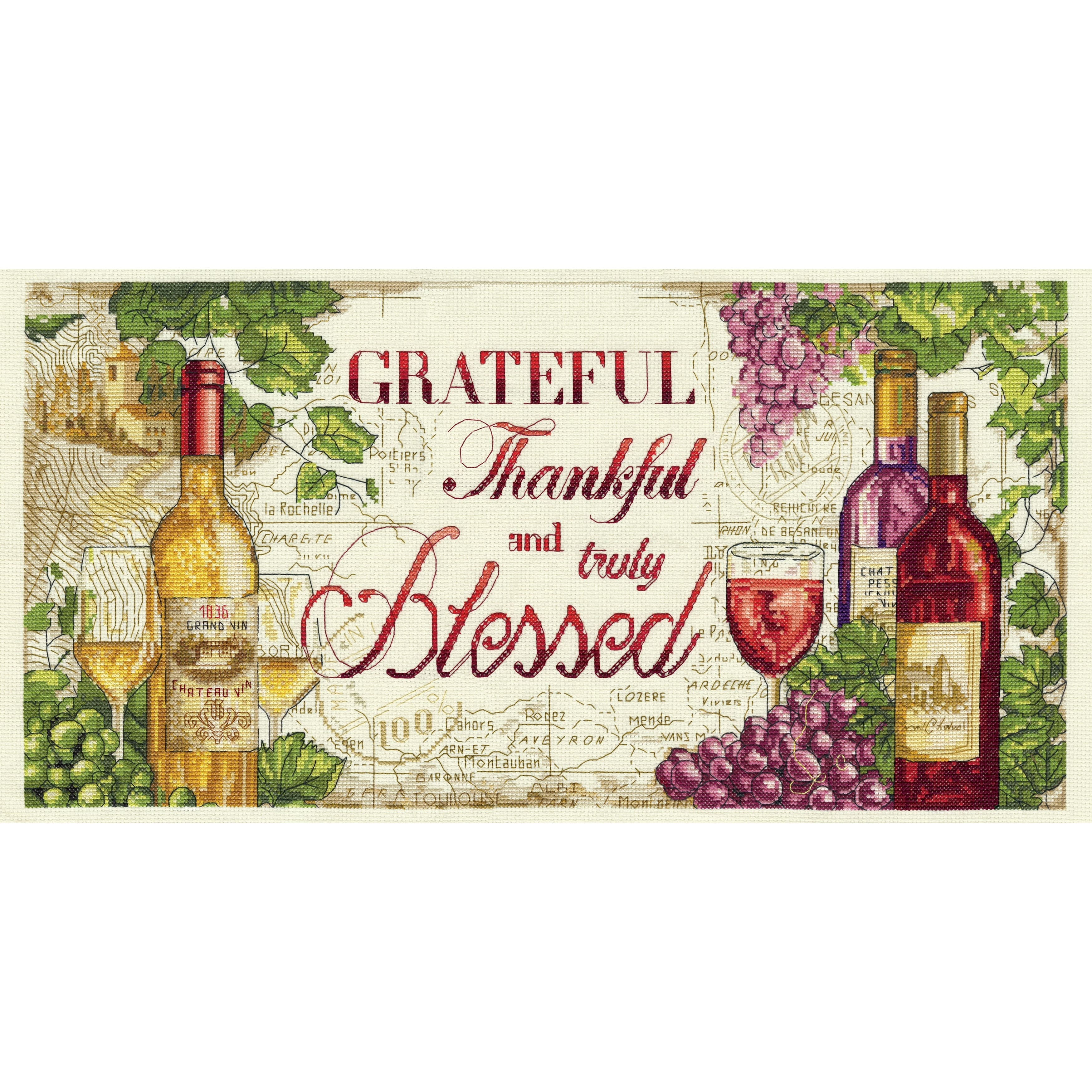 Design Works&#x2122; Grateful Wine Counted Cross Stitch Kit