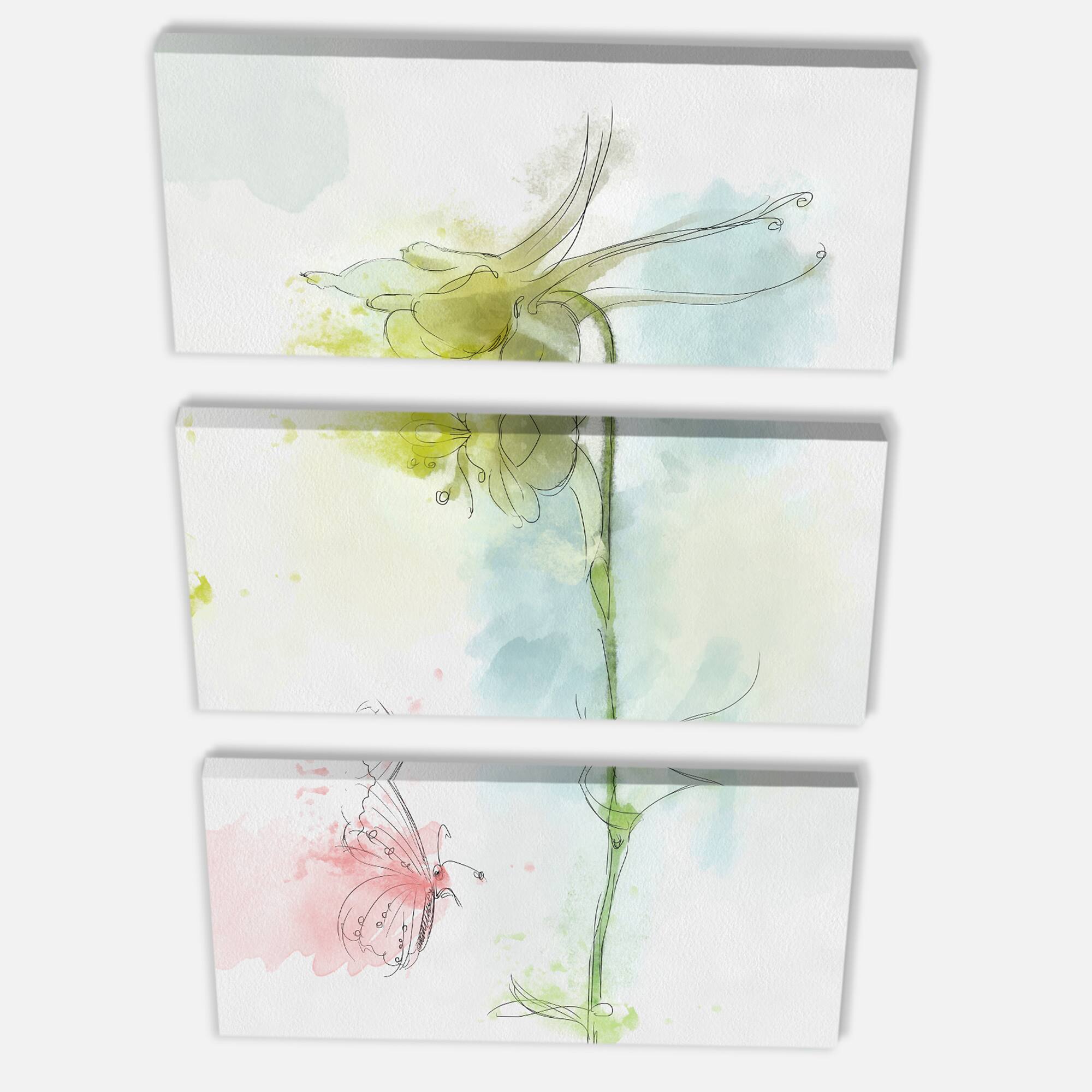 Designart - Bellflower Sketch and Butterfly