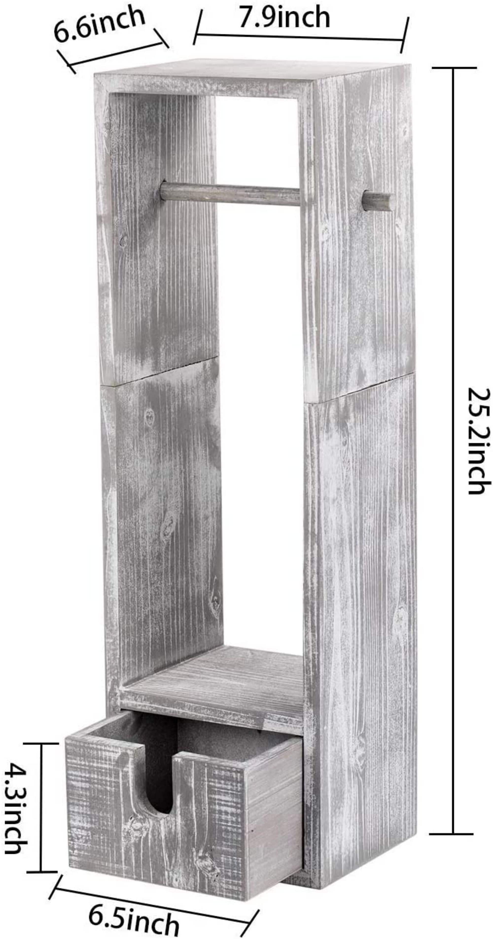 Rustic White Toilet Paper Dispenser with Storage & Drawer