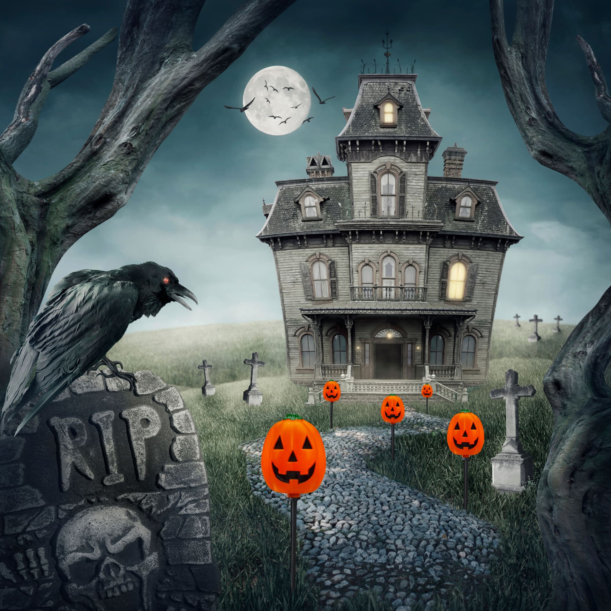 5ct. Jack-O-Lantern Shaped Halloween Pathway Markers