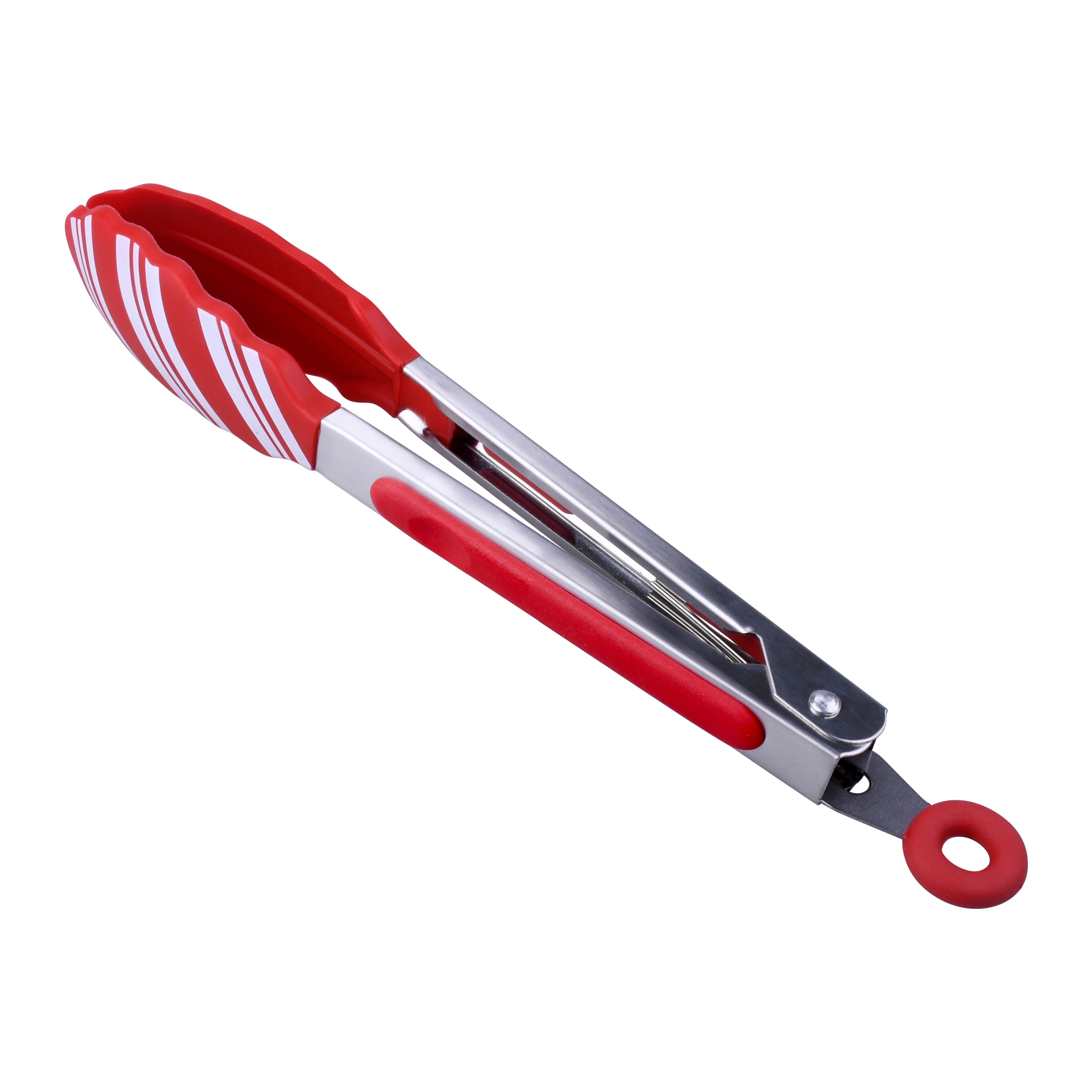 8&#x22; Mini Red &#x26; White Candy Stripe Silicone Tongs by Celebrate It&#xAE;