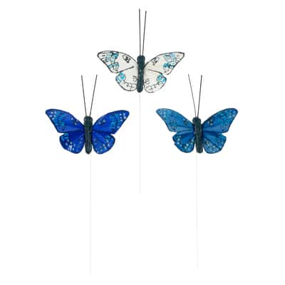 Mini Blue Feather Butterflies, 3ct. by Ashland® | Michaels