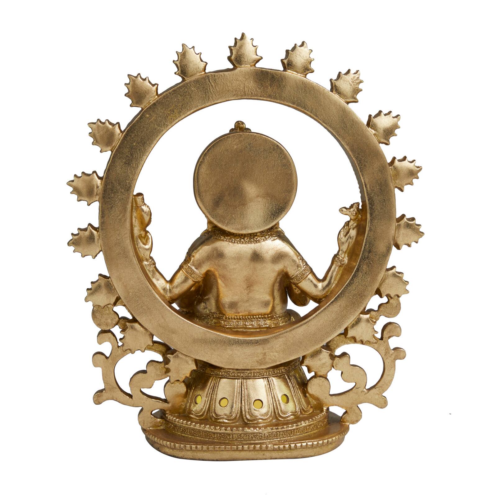 11.75" Golden Ganesh Eclectic Tabletop Sculpture