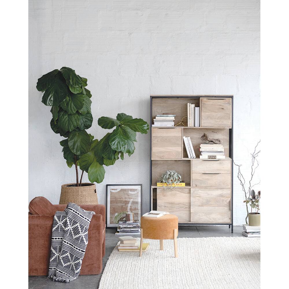 Hello Honey® Black & Beige Woven Cotton Blend Throw Blanket with Fringe