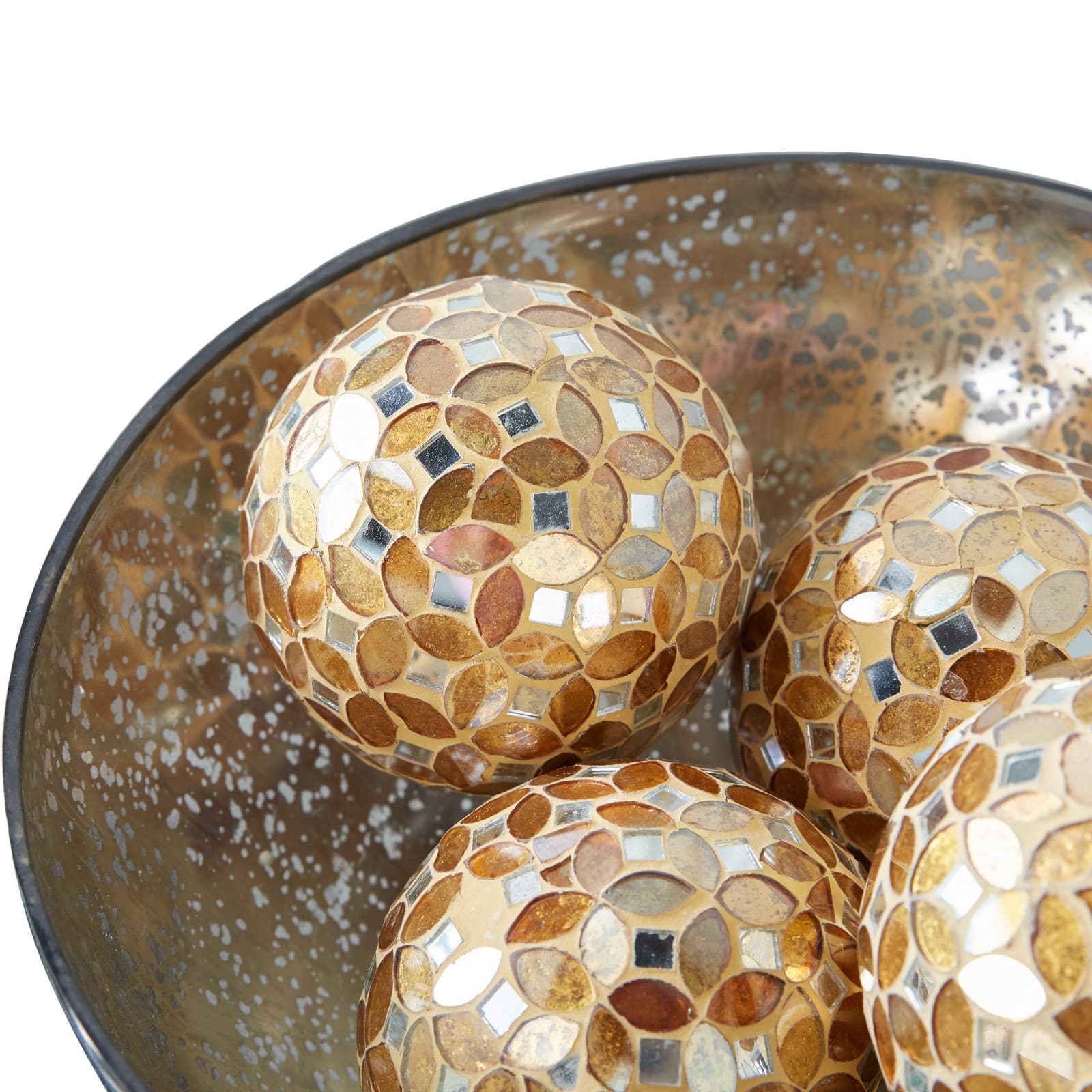 4&#x22; Glam Gold &#x26; White Plastic Orb Vase Fillers, 4ct.