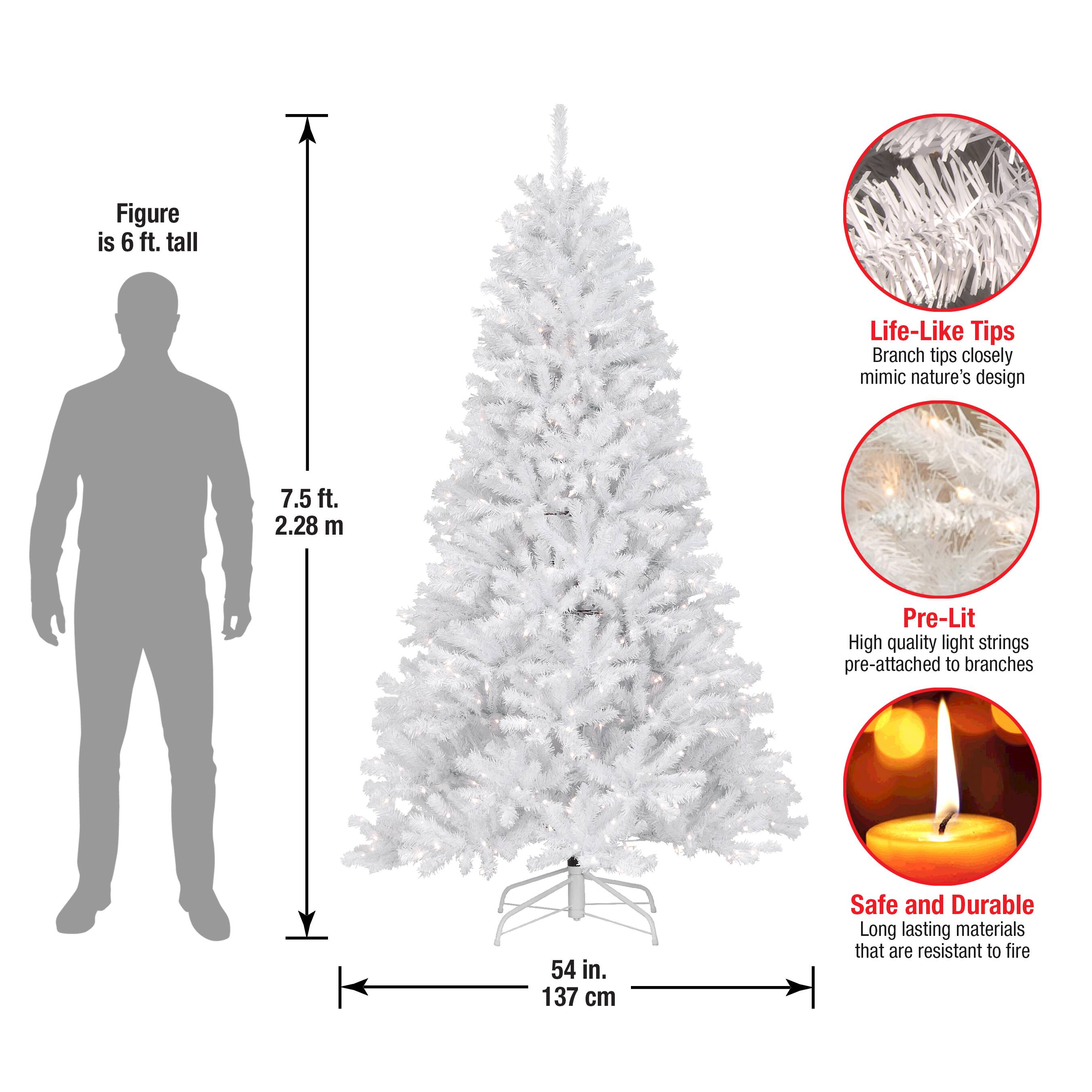 7.5ft. Pre-Lit North Valley™ White Spruce with Glitter Artificial Christmas Tree, Clear Lights