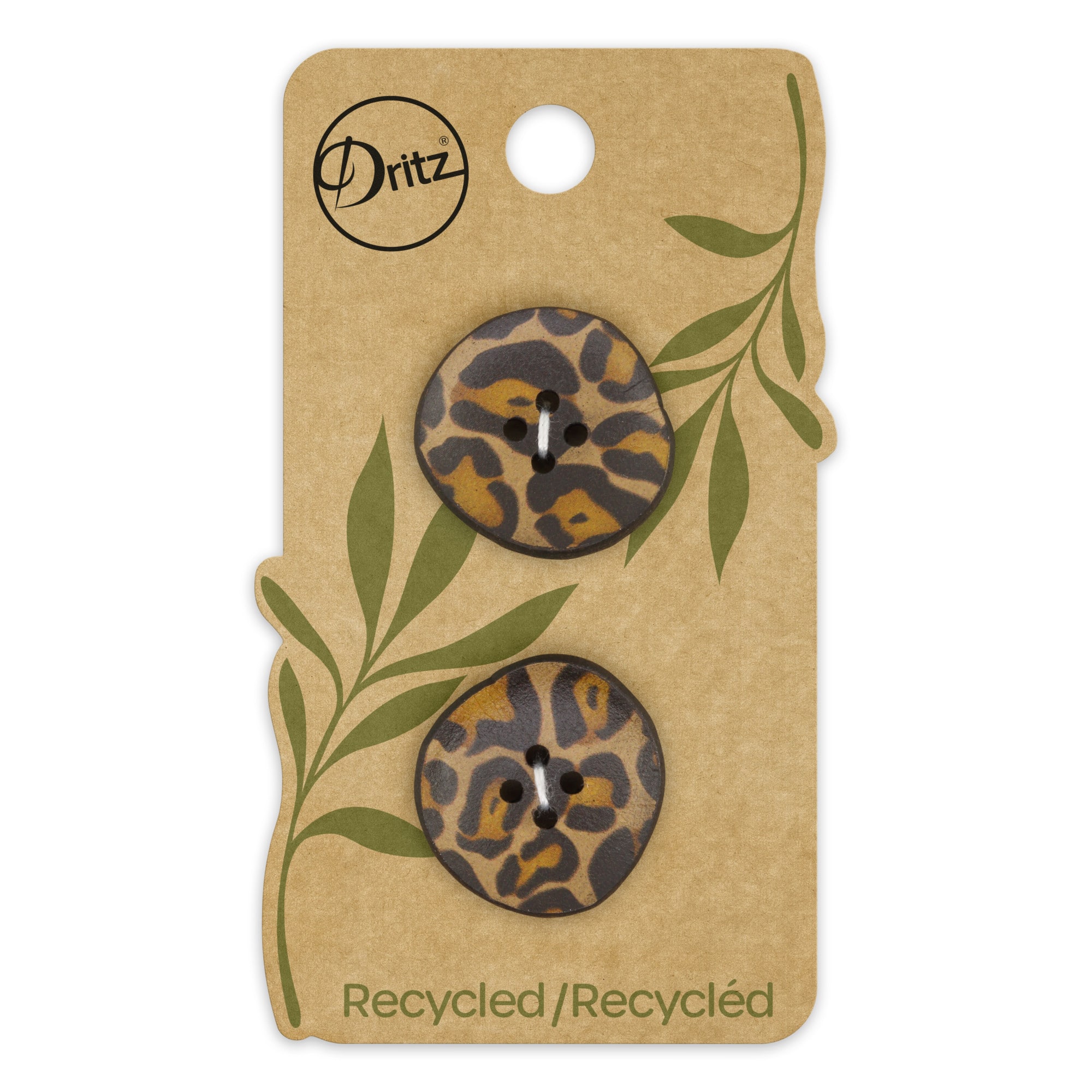 Dritz® 28mm Cheetah Recycled Leather Buttons, 6ct.