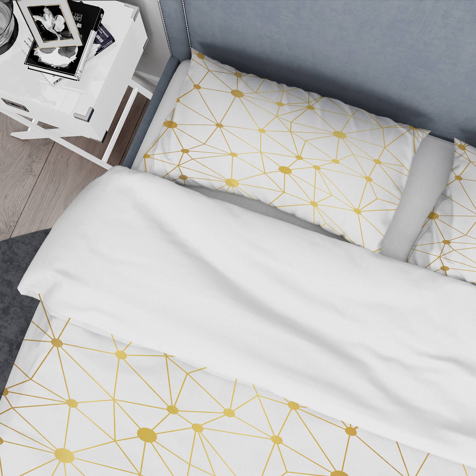 Designart &#x27;Golden Grid I&#x27; Mid-Century Duvet Cover Set