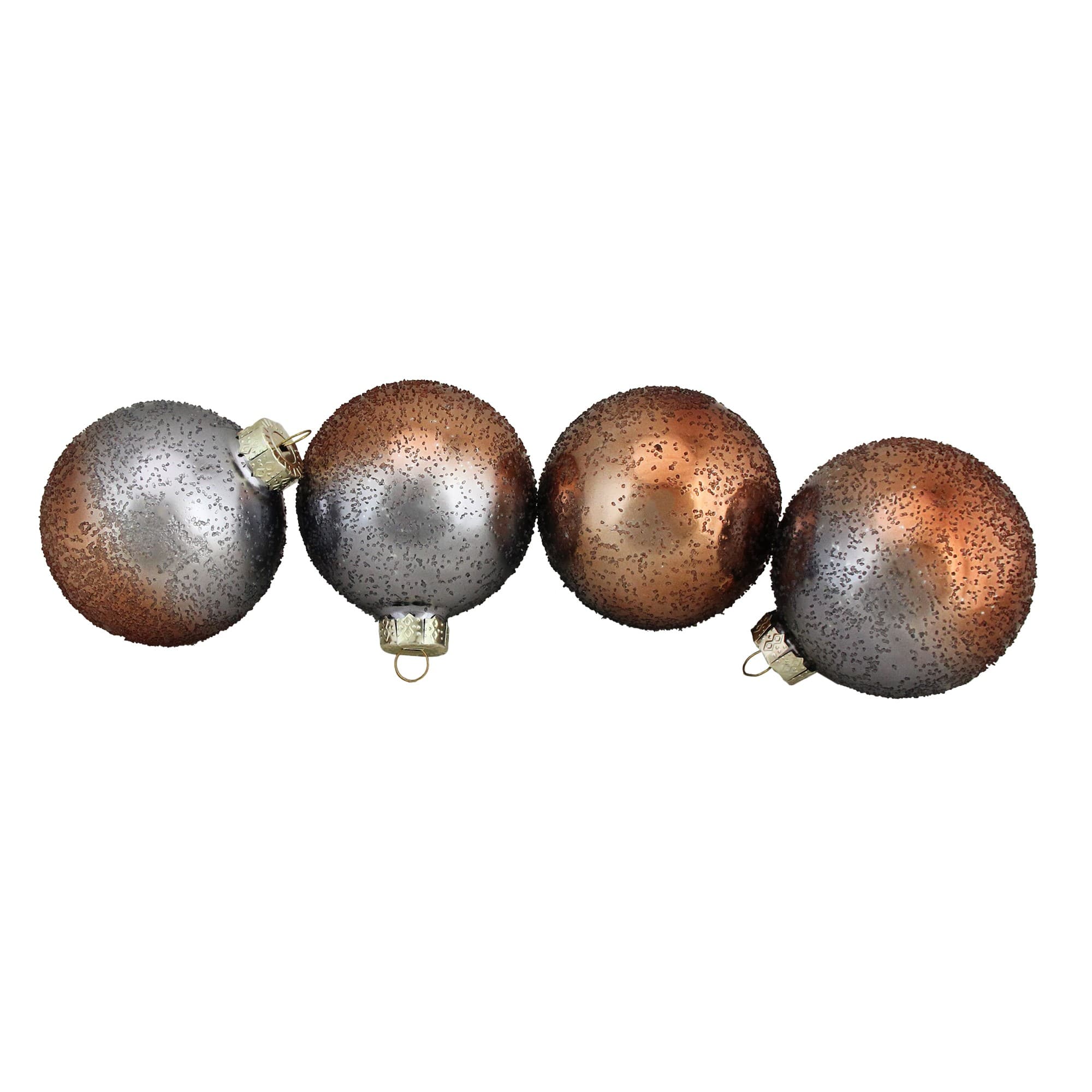 4ct. 3" Pink & Gray Hand Blown Textured Glass Ball Ornaments
