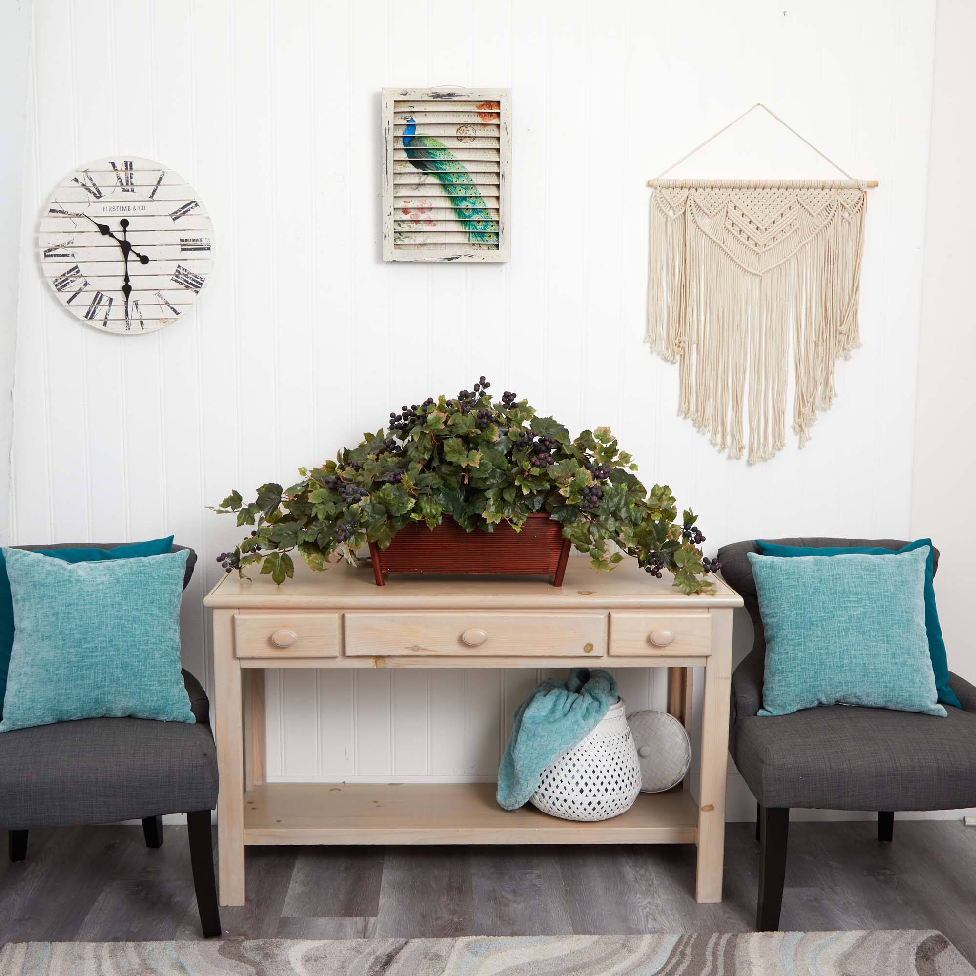 18" Grape Leaf in Rectangular Decorative Planter