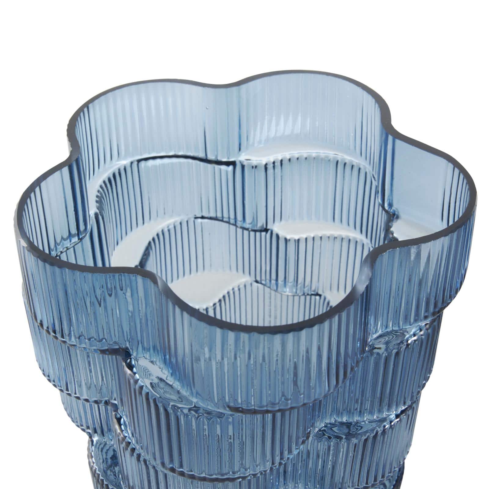 Blue Glass Stacked Flower Shape Vase, 2ct.