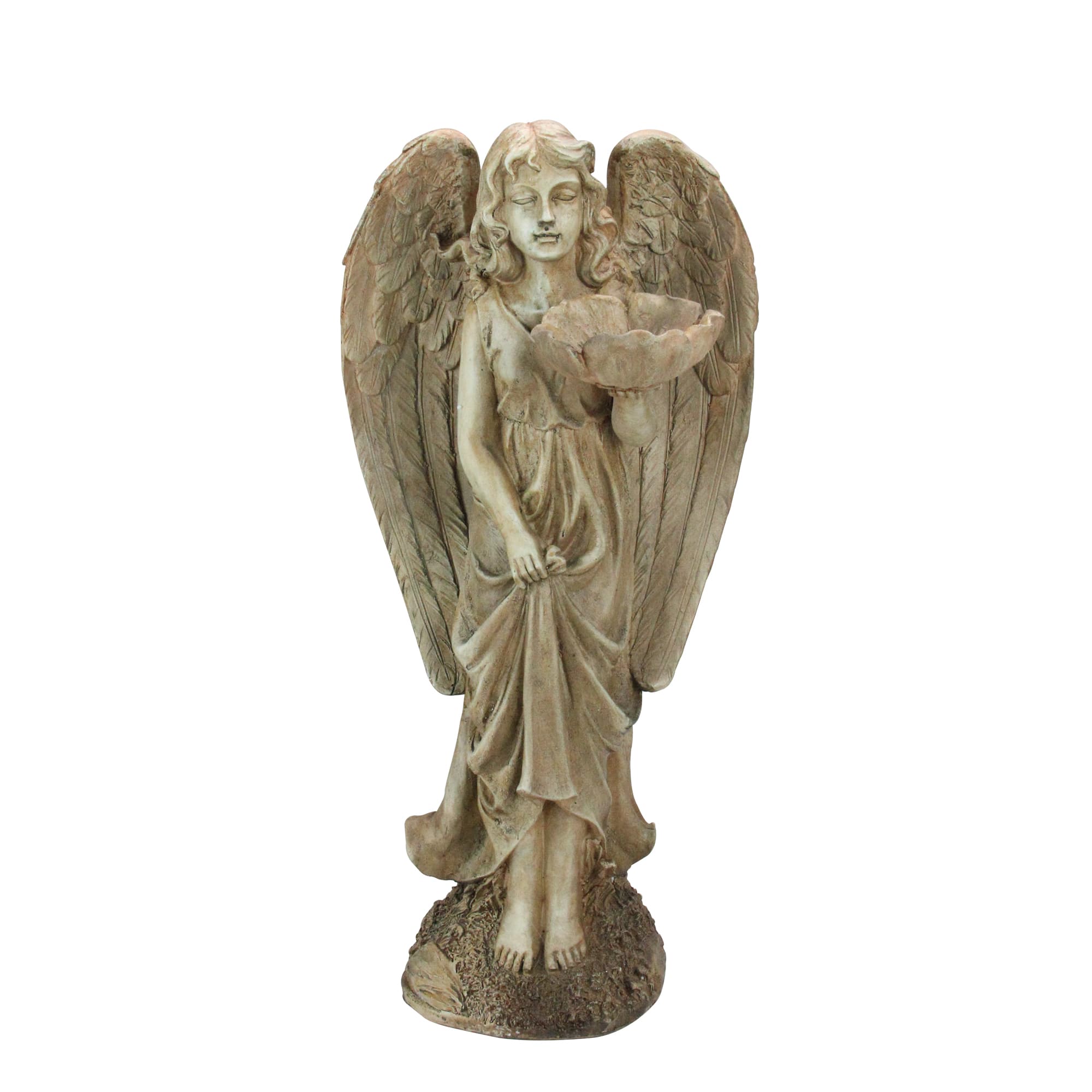 19.5" Angel with Flower Garden Statue Bird Feeder