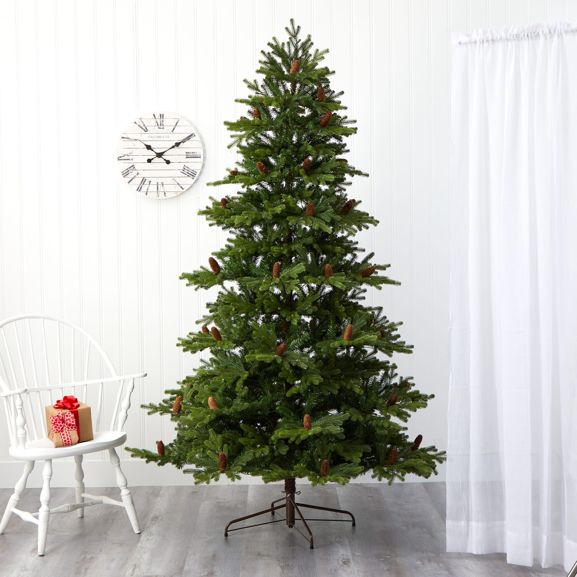7.5ft. Pre-Lit Yukon Mountain Fir &#x26; Pinecones Artificial Christmas Tree with Clear Lights