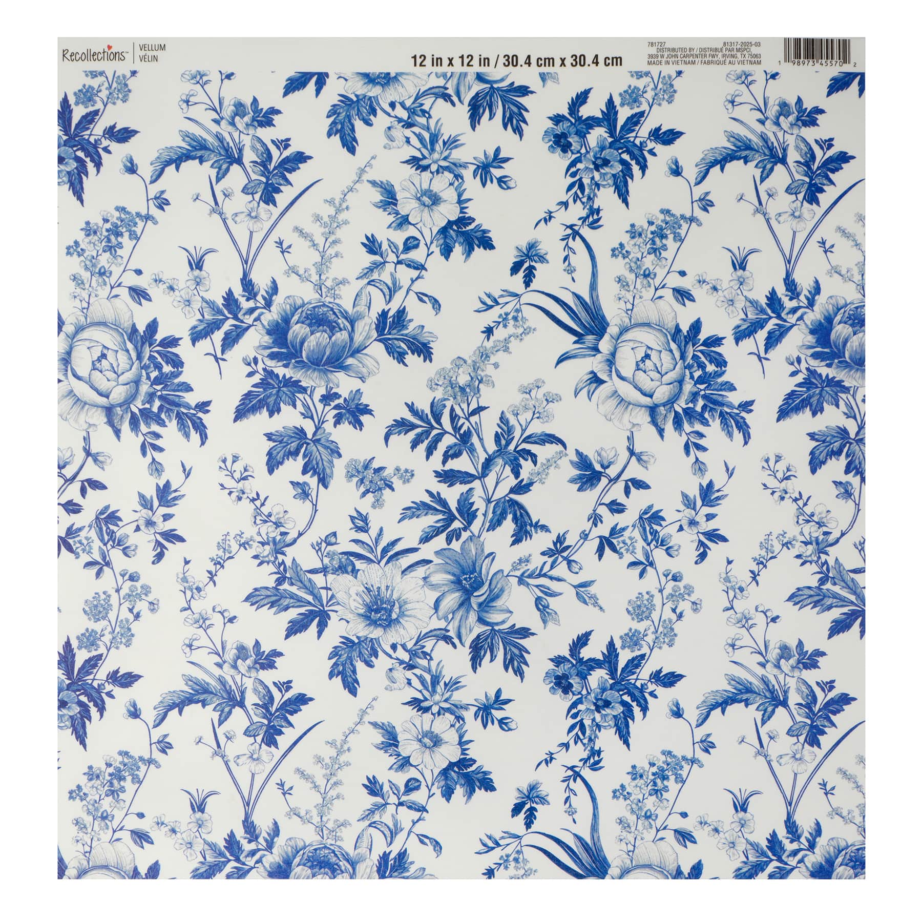12" x 12" Blue Flower Vellum Paper by Recollections™