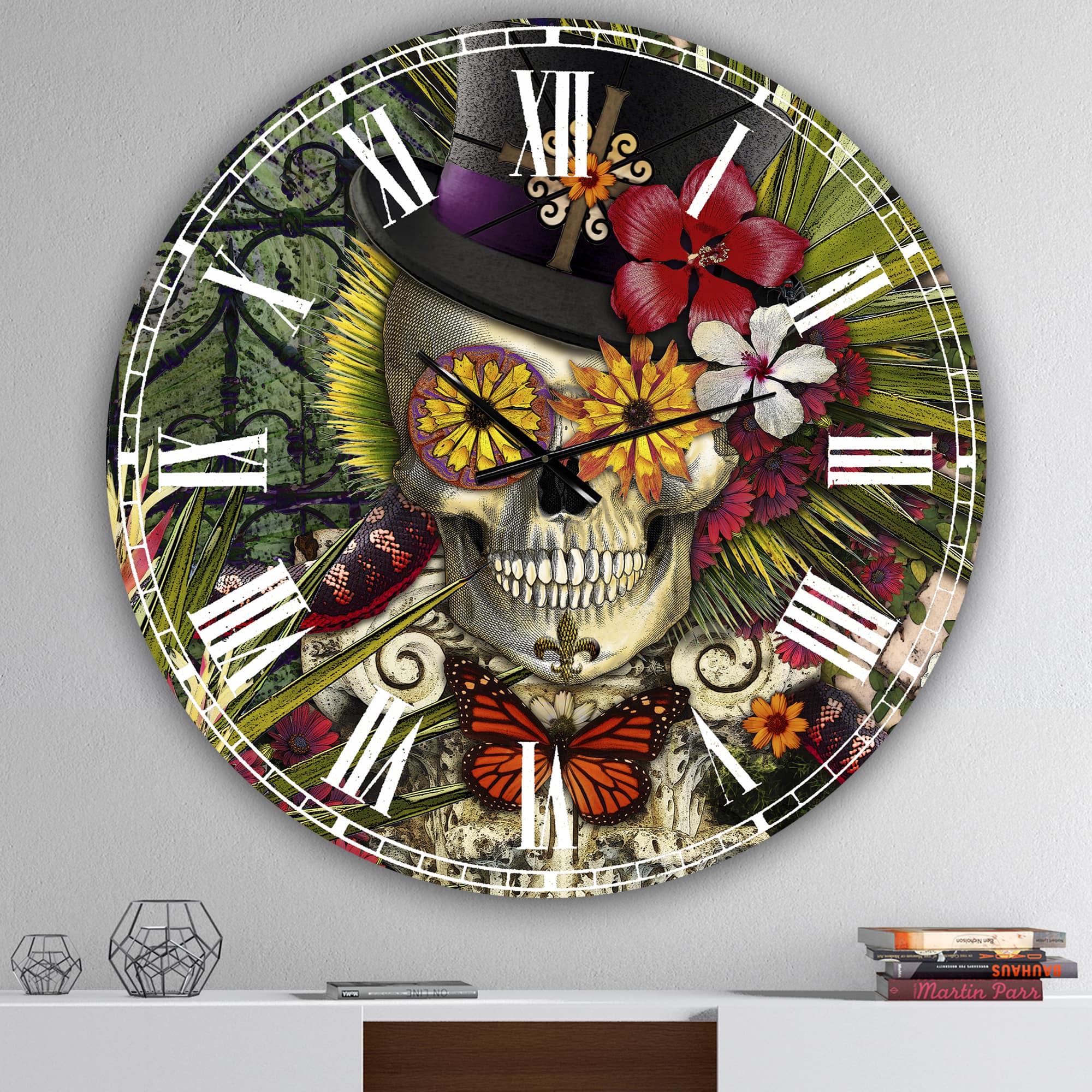 Designart Baron In Bloom Wall Clock
