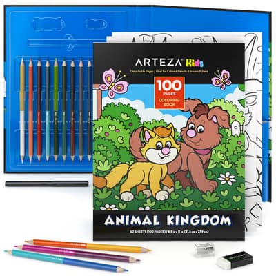 Arteza® Kids Land Animals Coloring Book Kit | Michaels