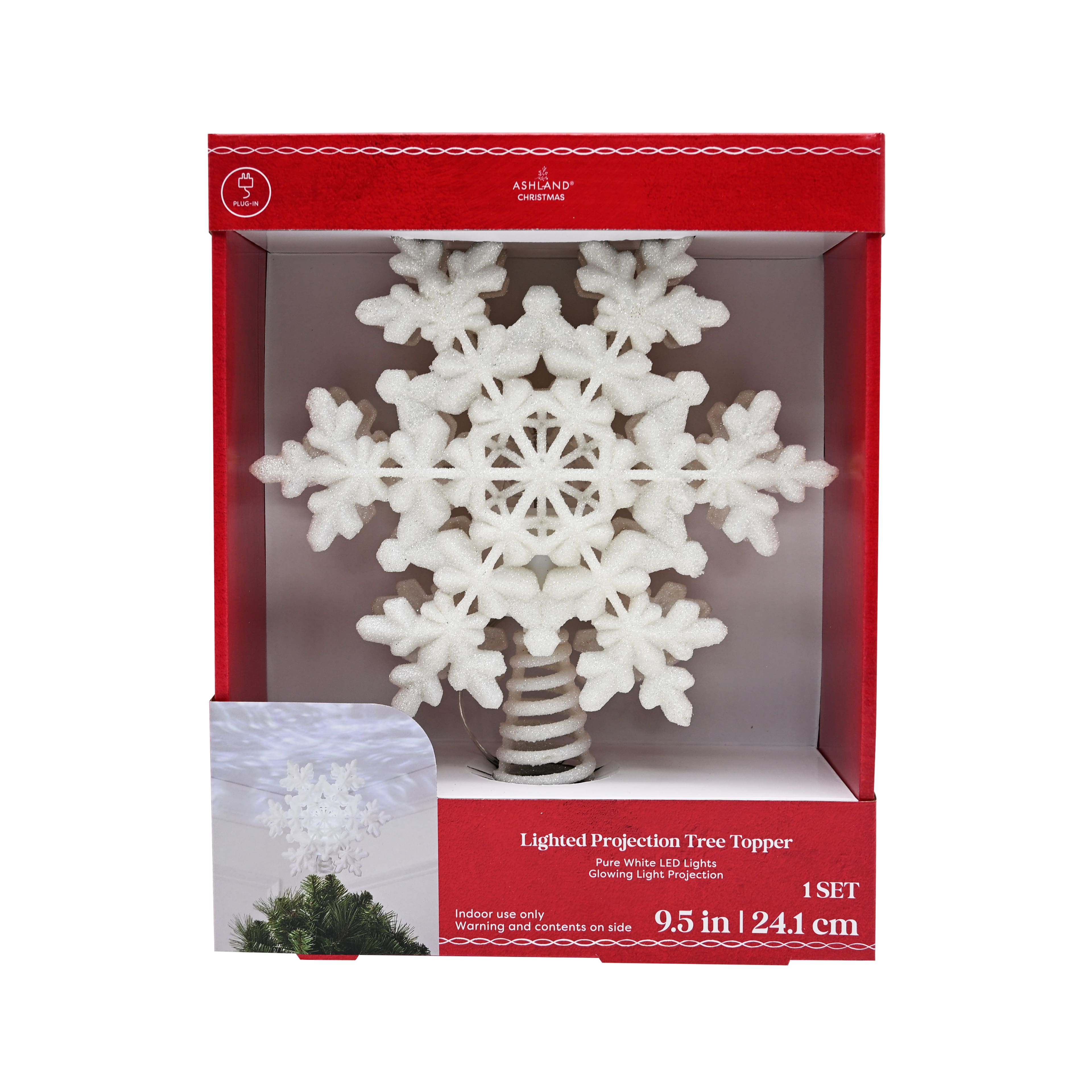9.5&#x22; Glitter Snowflake Lighted Projection Tree Topper by Ashland&#xAE;