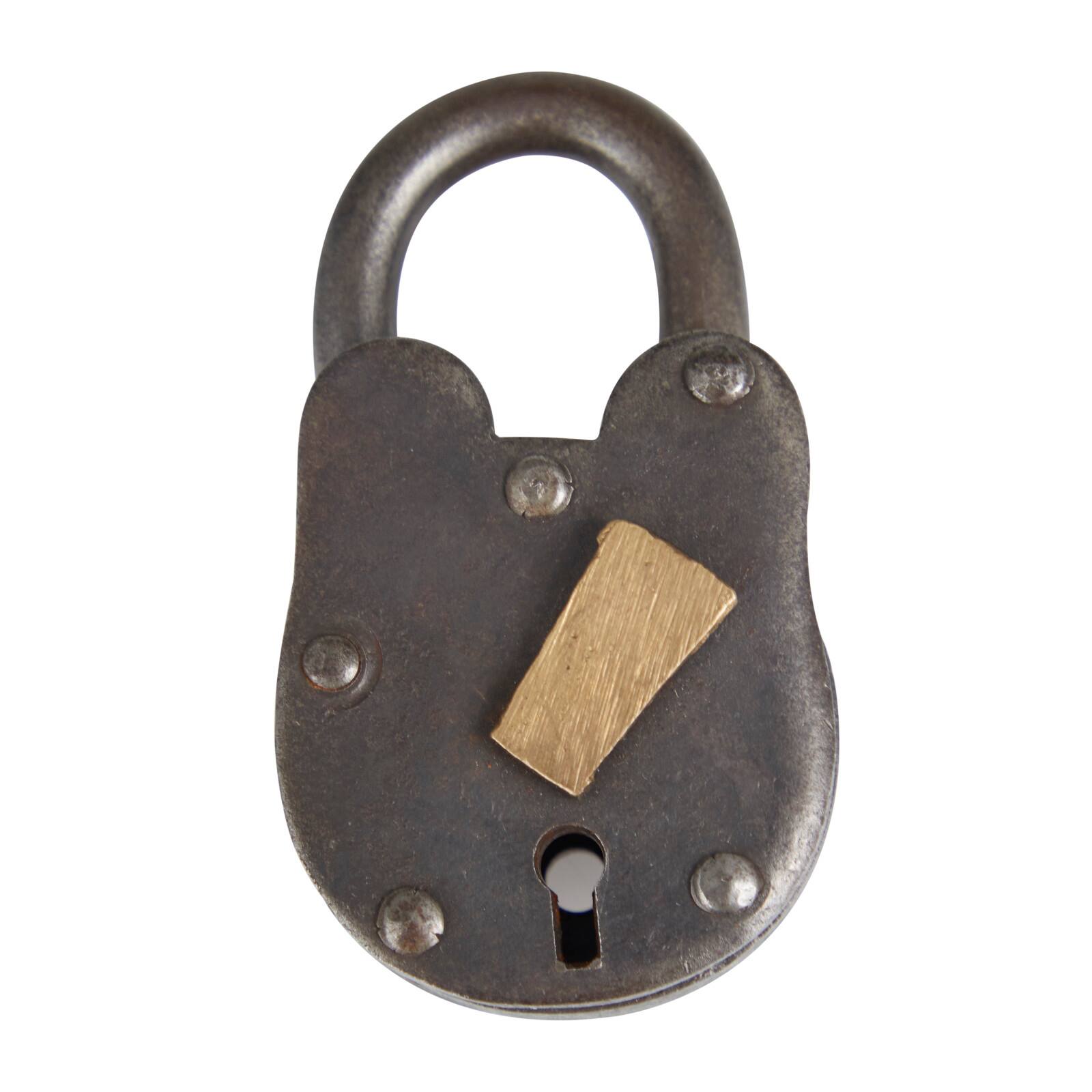 Grey Metal Industrial Lock and Key, 1