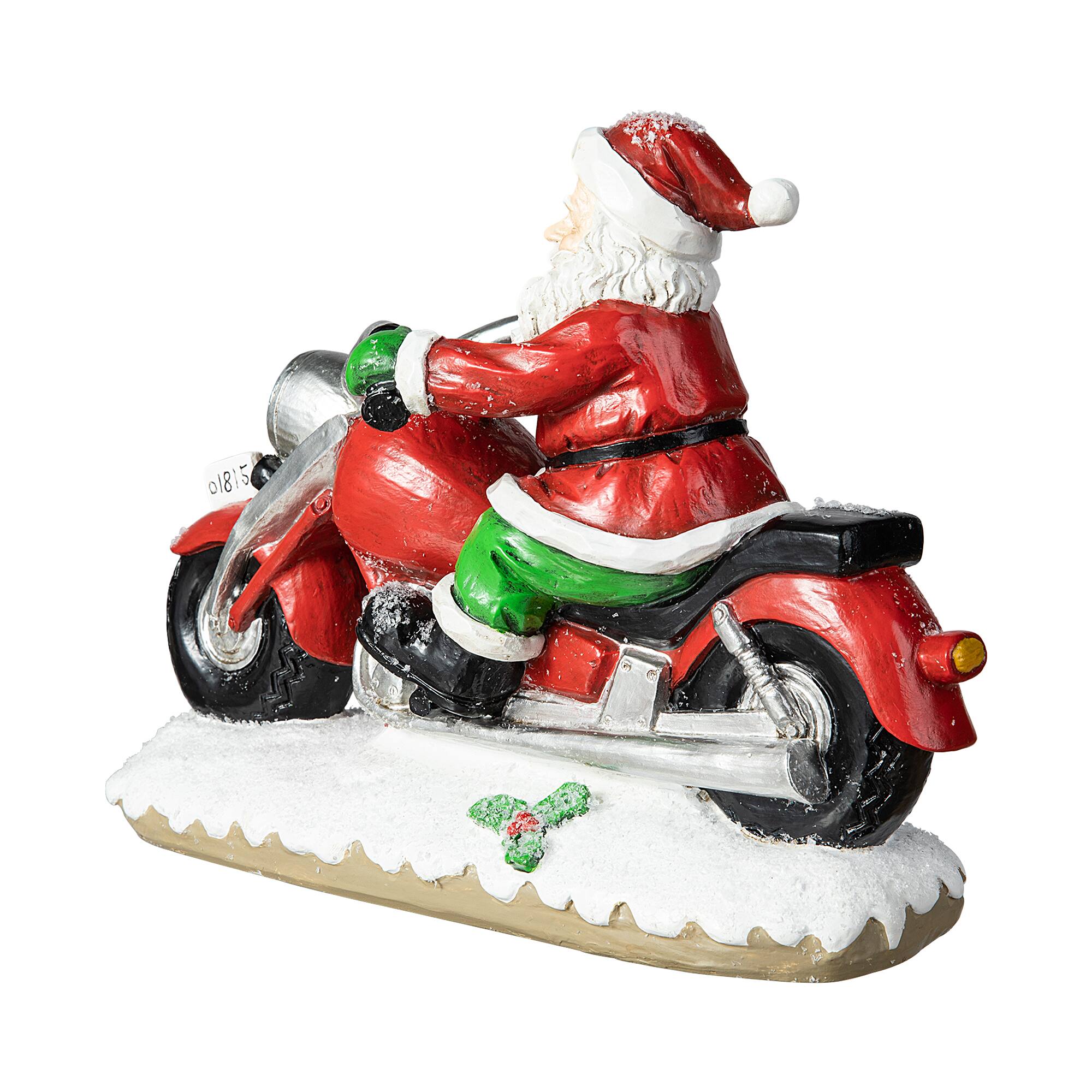 Glitzhome&#xAE; 11.75&#x22; Santa with Motorcycle Table D&#xE9;cor