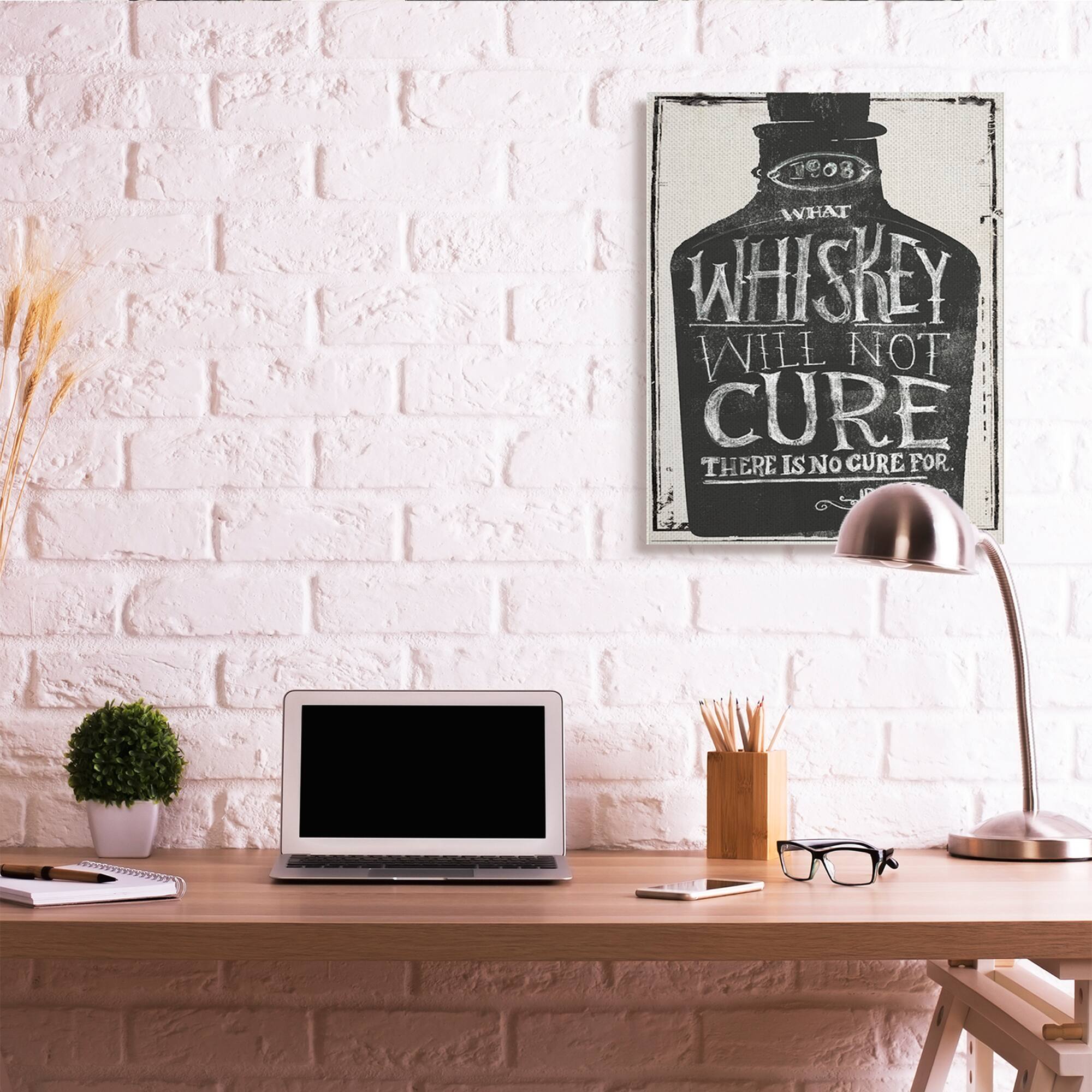 Stupell Industries Distressed Rustic What Whiskey Won't Cure Phrase Canvas Wall Art