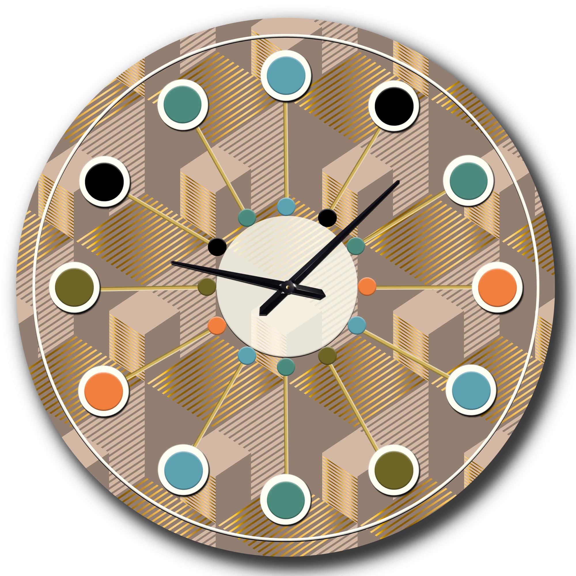 Designart 'Retro Square Design V Mid-Century Modern Wall Clock