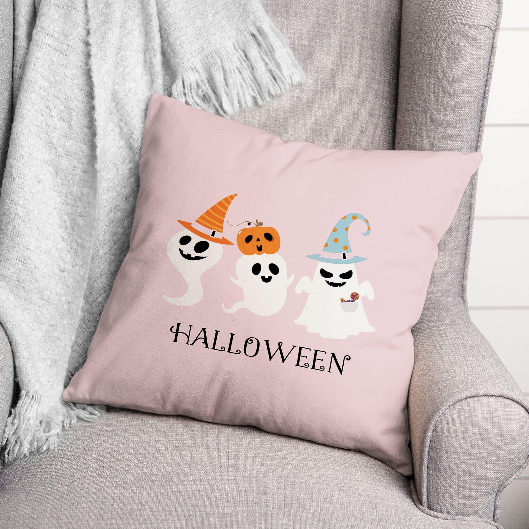 Halloween Ghosts 18&#x22; x 18&#x22; Spun Poly Pillow