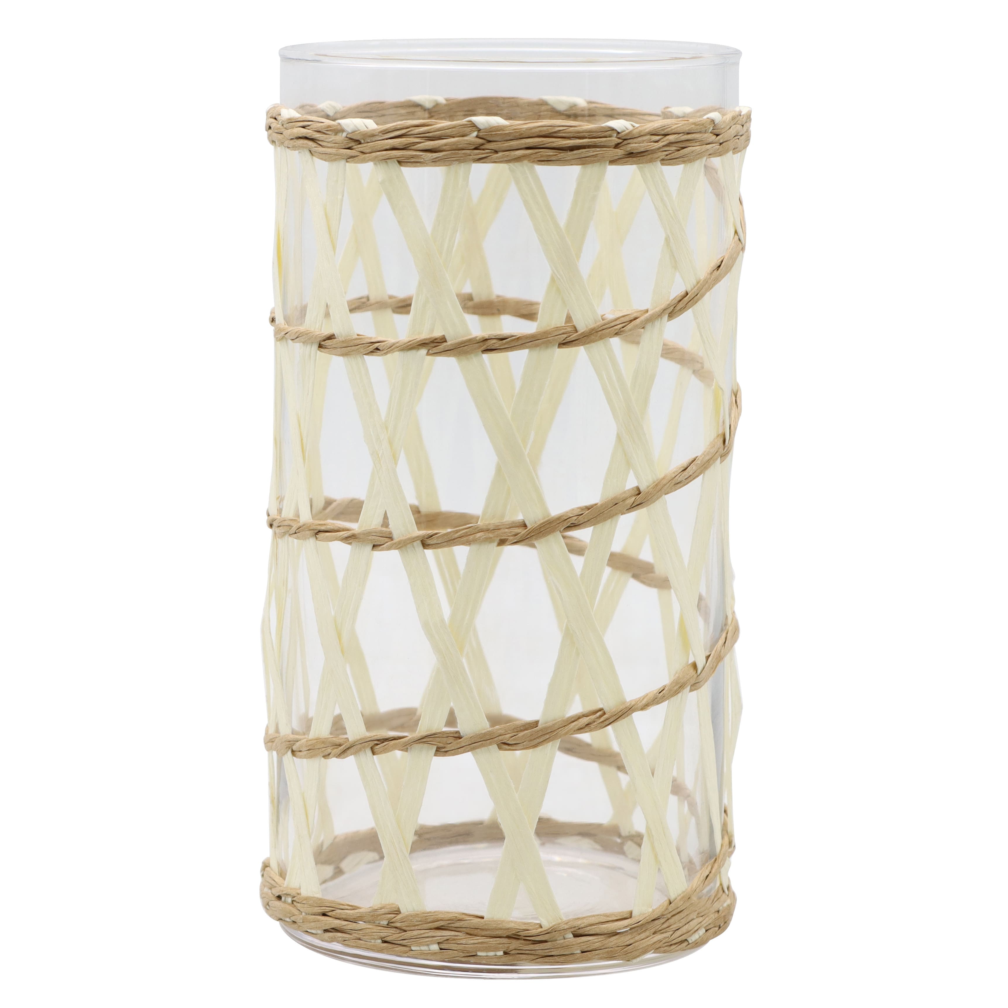8&#x22; Rattan Weave Glass Cylinder Vase by Ashland&#xAE;