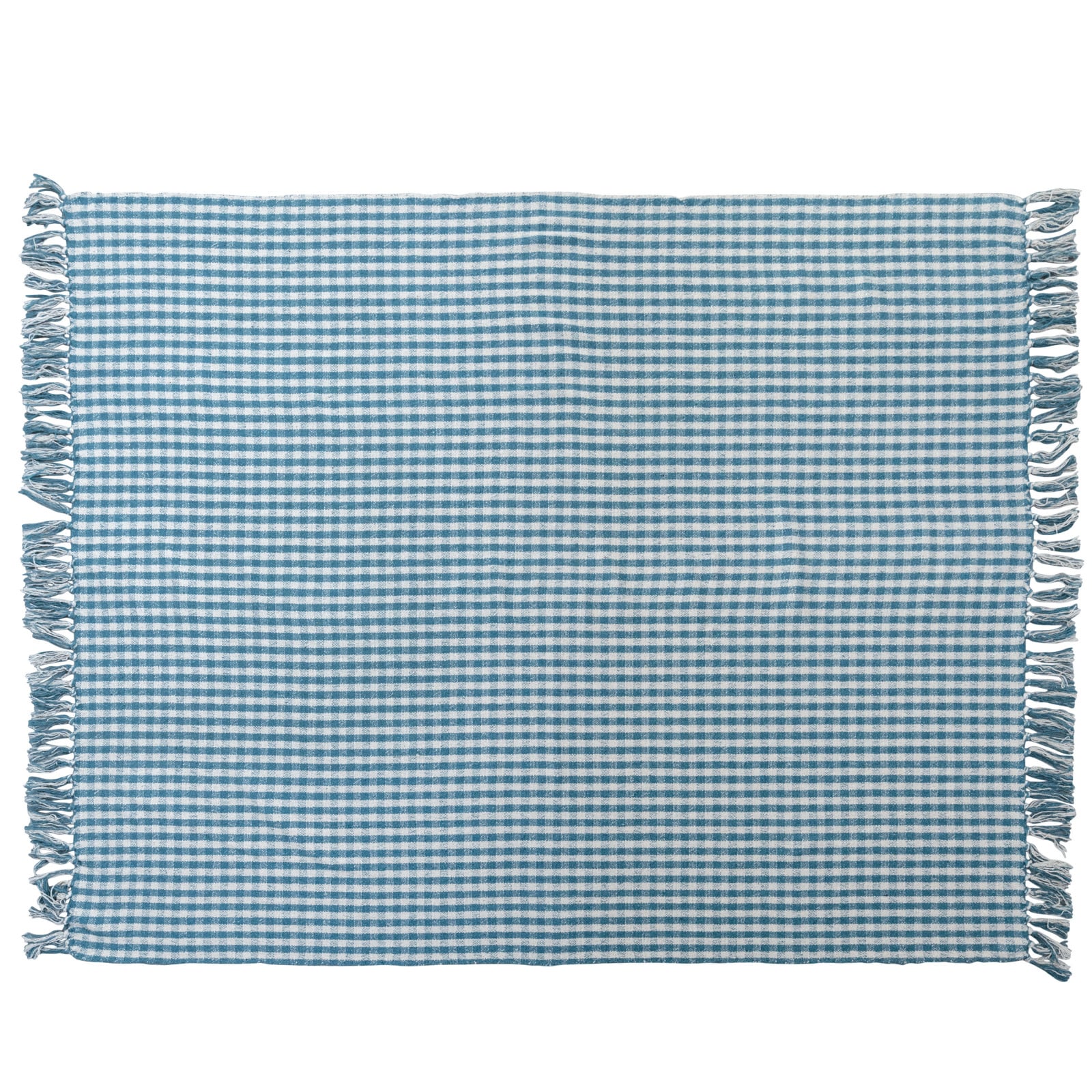 Hello Honey® Gingham Woven Recycled Cotton Blend Throw Blanket with Fringe